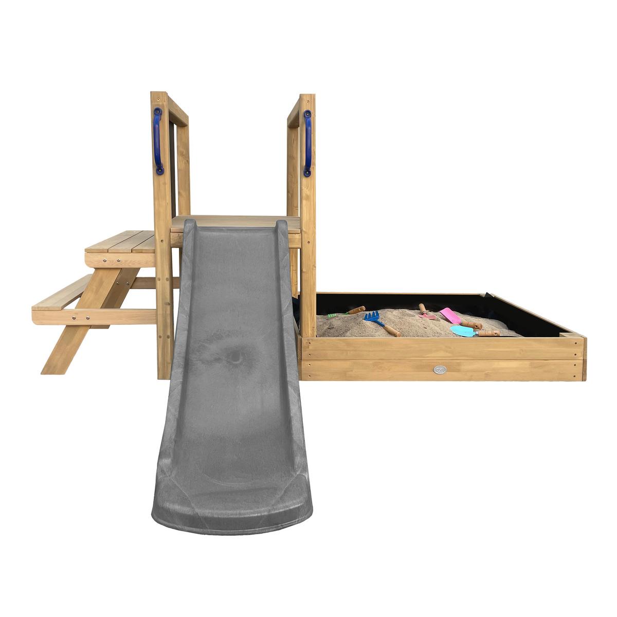Spielturm Mit Rutsche Grau - Braun/Grau, Basics, Holz/Kunststoff (208,7/88/215cm) - Ambia Garden