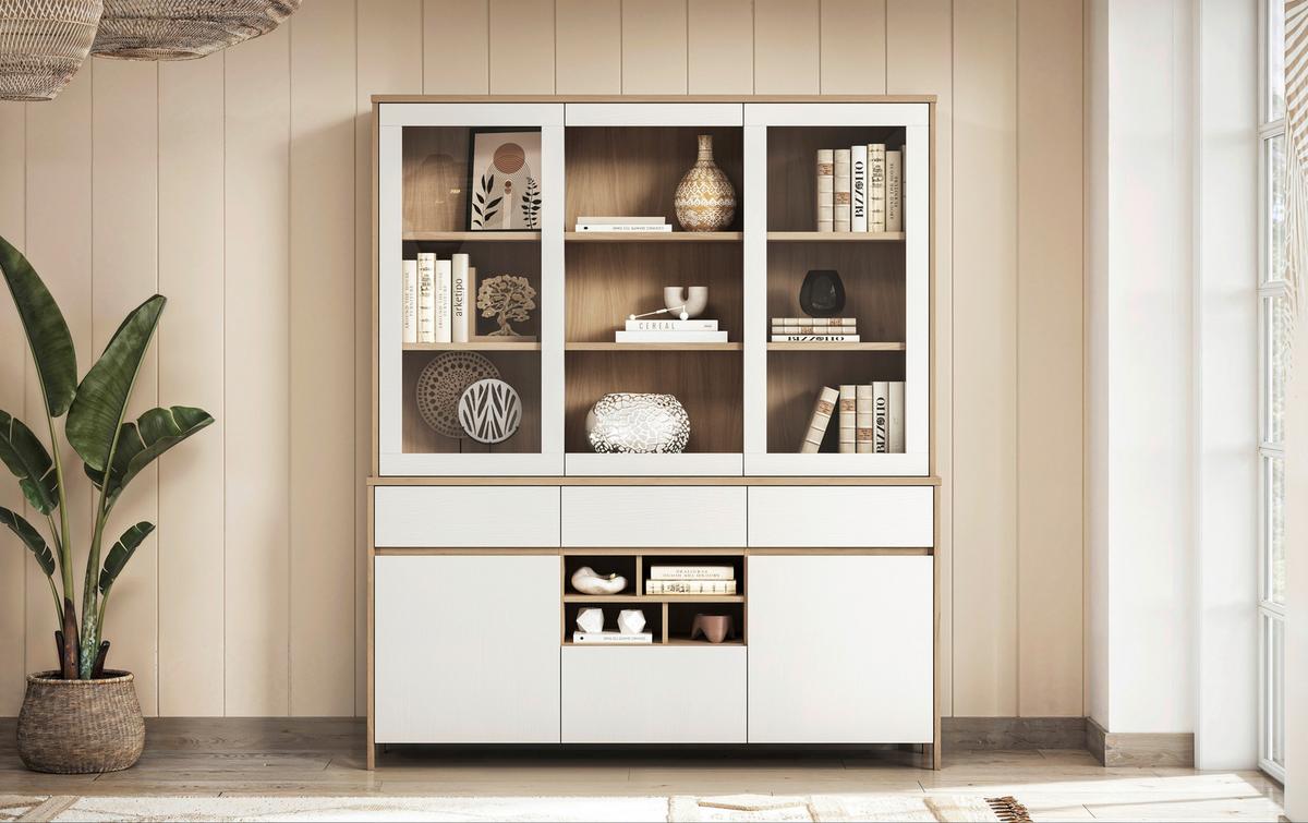 Buffet Stranda Weiß/Eiche B: 164cm - Eichefarben/Weiß, Design, Holzwerkstoff (164/195/39cm) - MID.YOU