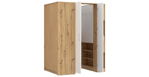 Eckschrank Begehbar mit Regal 150cm Box, Eiche Dekor/Weiß - Eichefarben/Weiß, MODERN, Holzwerkstoff (150/205/120cm) - Ondega