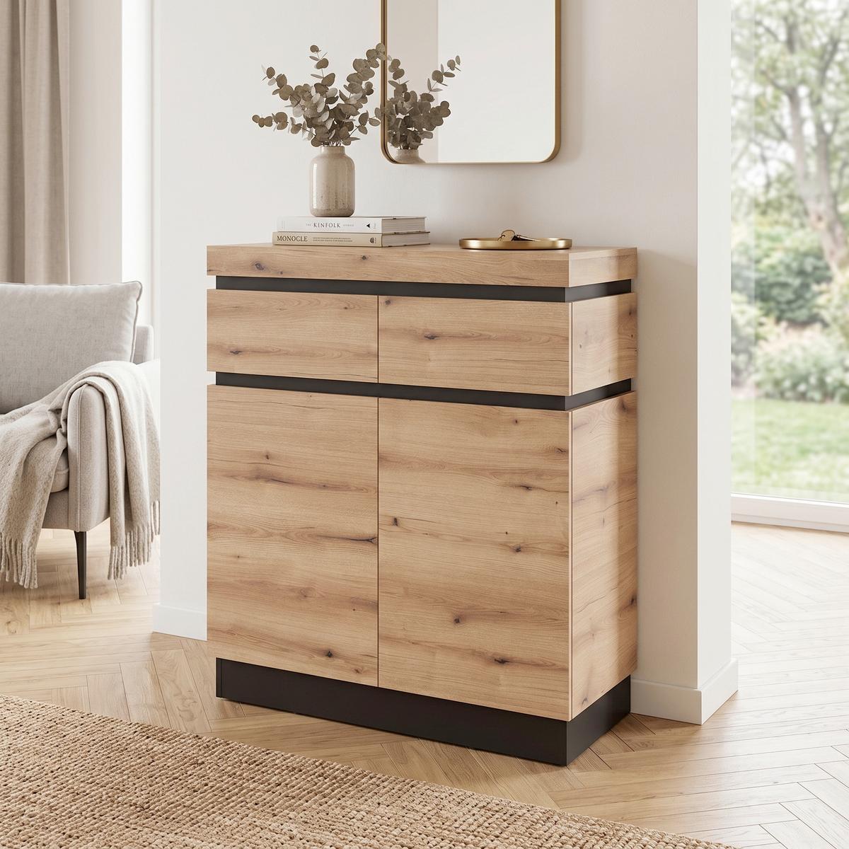 Kommode Corte Grau/Eiche Dekor B: 100,6 cm - Eichefarben/Grau, Trend, Holzwerkstoff (100,6/117/45cm)