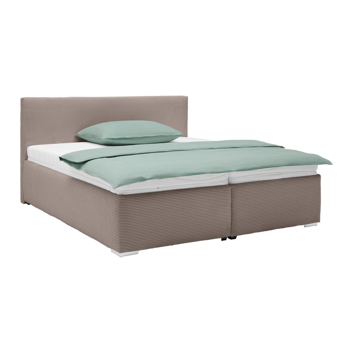 Čalúnená posteľ LESIA 160x200cm, poťah hnedý - bílá/barvy chromu, Konvenční, kompozitní dřevo/textil (160/200cm)