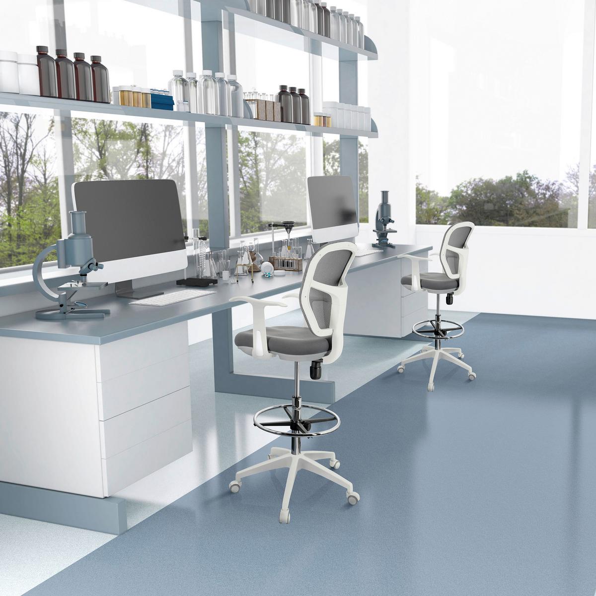 Bürostuhl Top Work 108 W Grau/weiß Bis 120 Kg - Weiß/Grau, Basics, Kunststoff/Textil (68/115/55cm) - MID.YOU