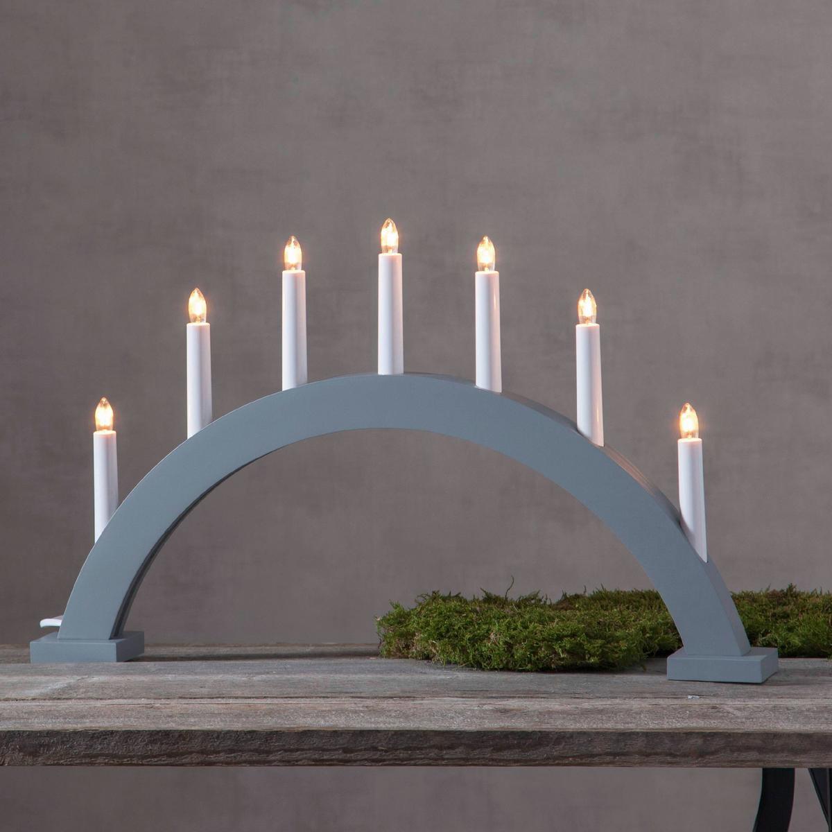 Led-dekoleuchte 230-31 Kerzenständer - Weiß/Grau, Basics, Holz/Kunststoff (57/6/34cm) - Eglo