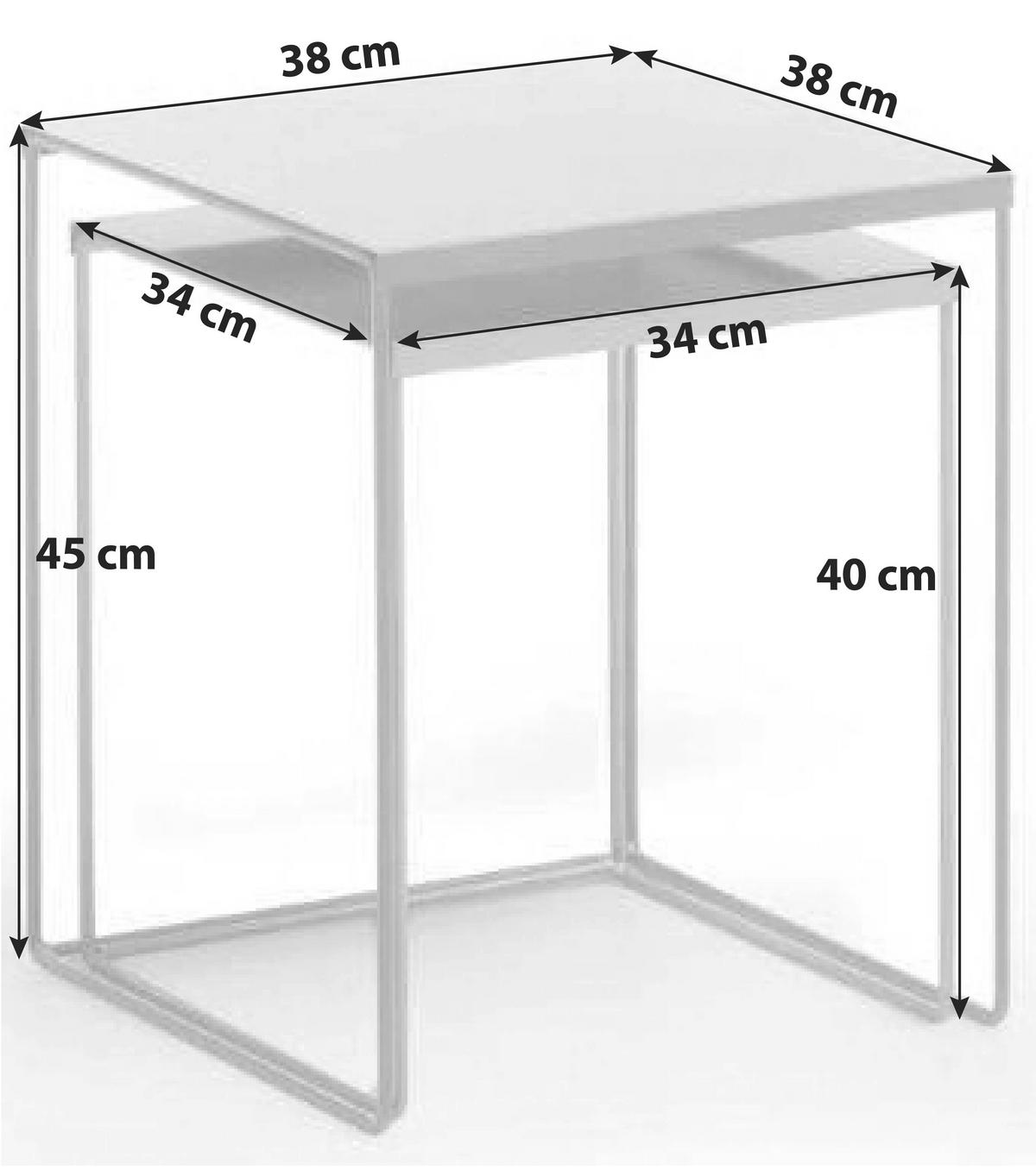 Satztisch 2er-Set, Weiß - Weiß, LIFESTYLE, Metall (38/45/38cm) - MID.YOU