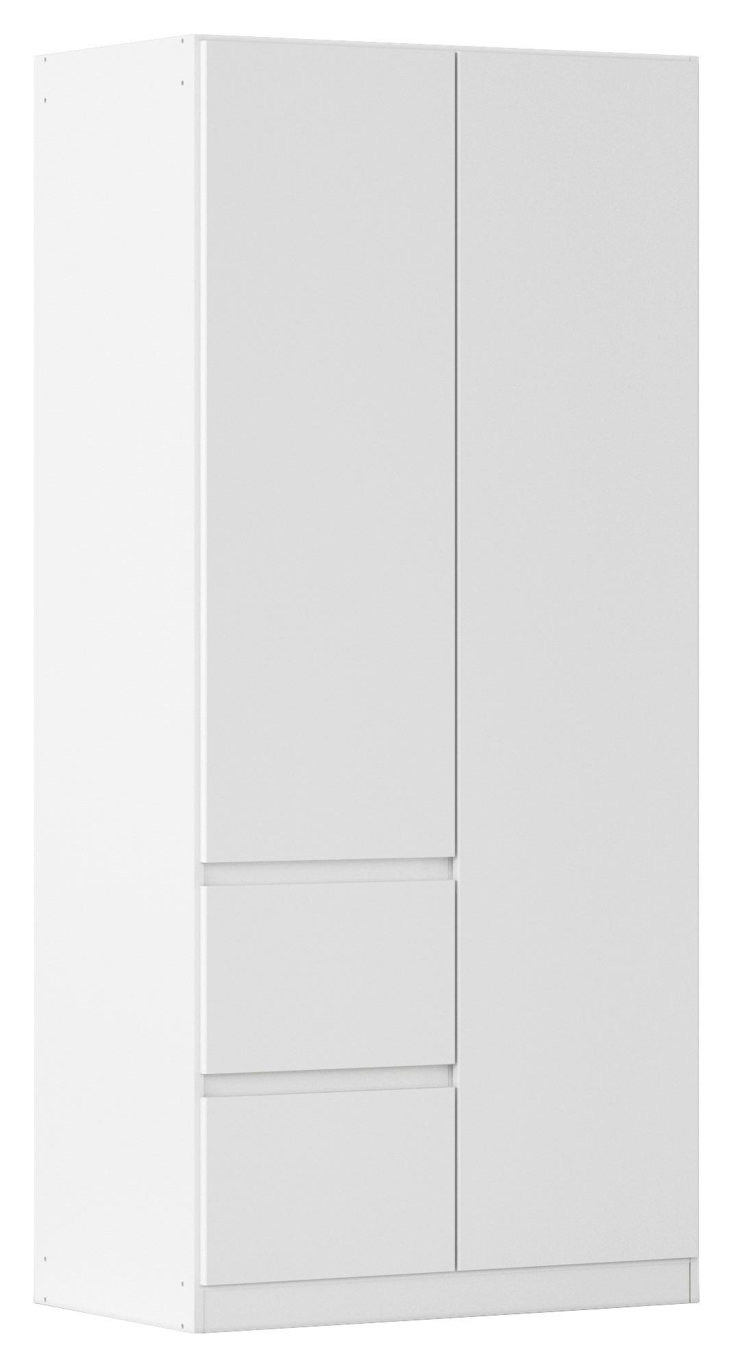 Drehtürenschrank Mit Schubladen 91cm Nidda Weiß