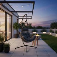 Hängesessel Tonga - Dunkelgrau/Anthrazit, MODERN, Kunststoff/Metall (95/95/195cm) - Beldano