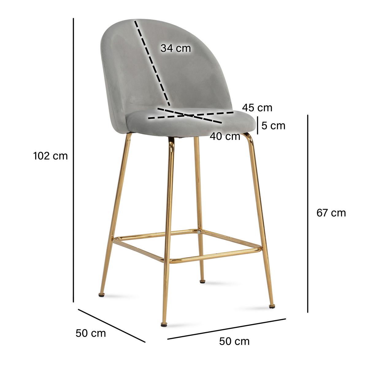 Barhocker Grau B: 50 Cm - Goldfarben/Grau, Design, Textil/Metall (50/102/50cm) - MID.YOU