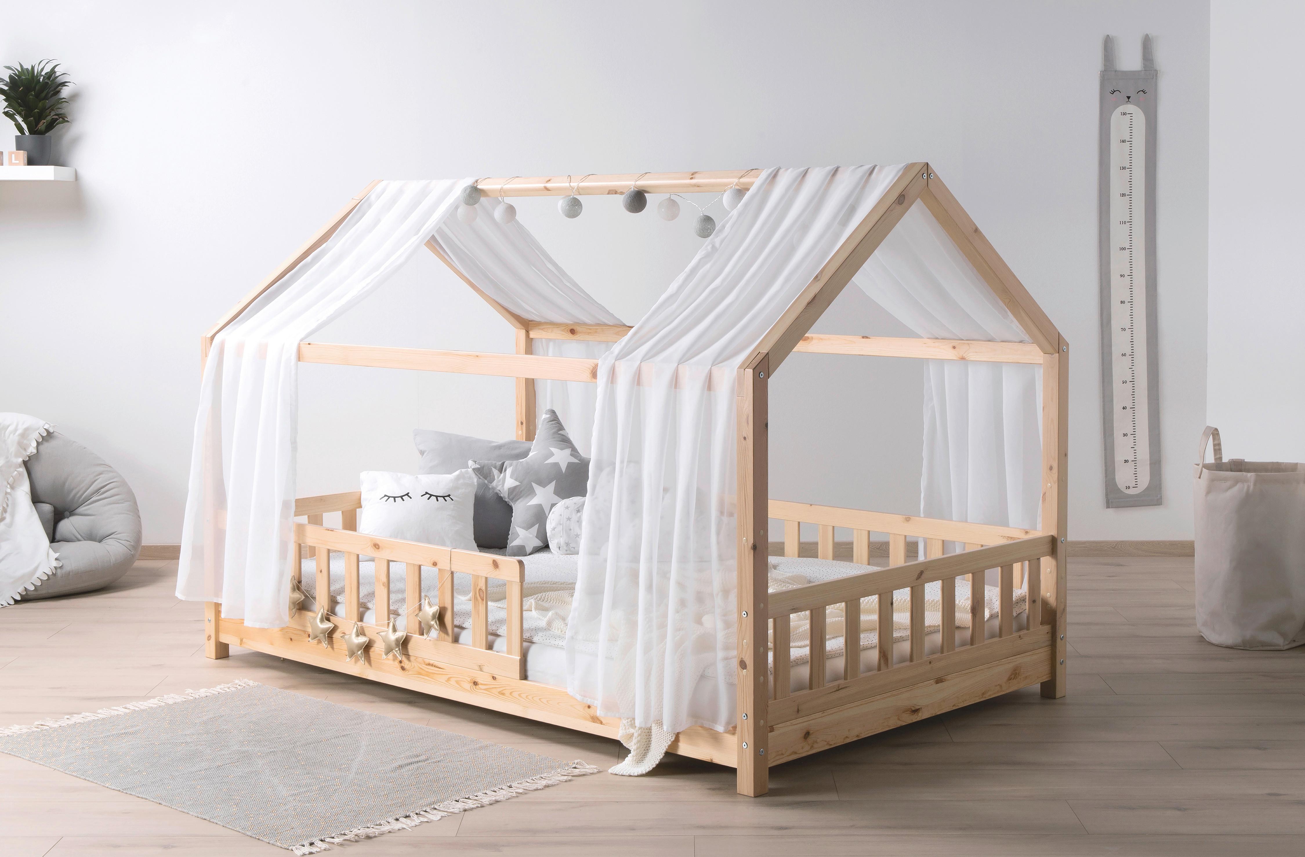 Hausbett Kim Naturfarben/Weiß 90x200cm - Naturfarben/Weiß, MODERN, Holz/Textil (90/200cm) - Livetastic
