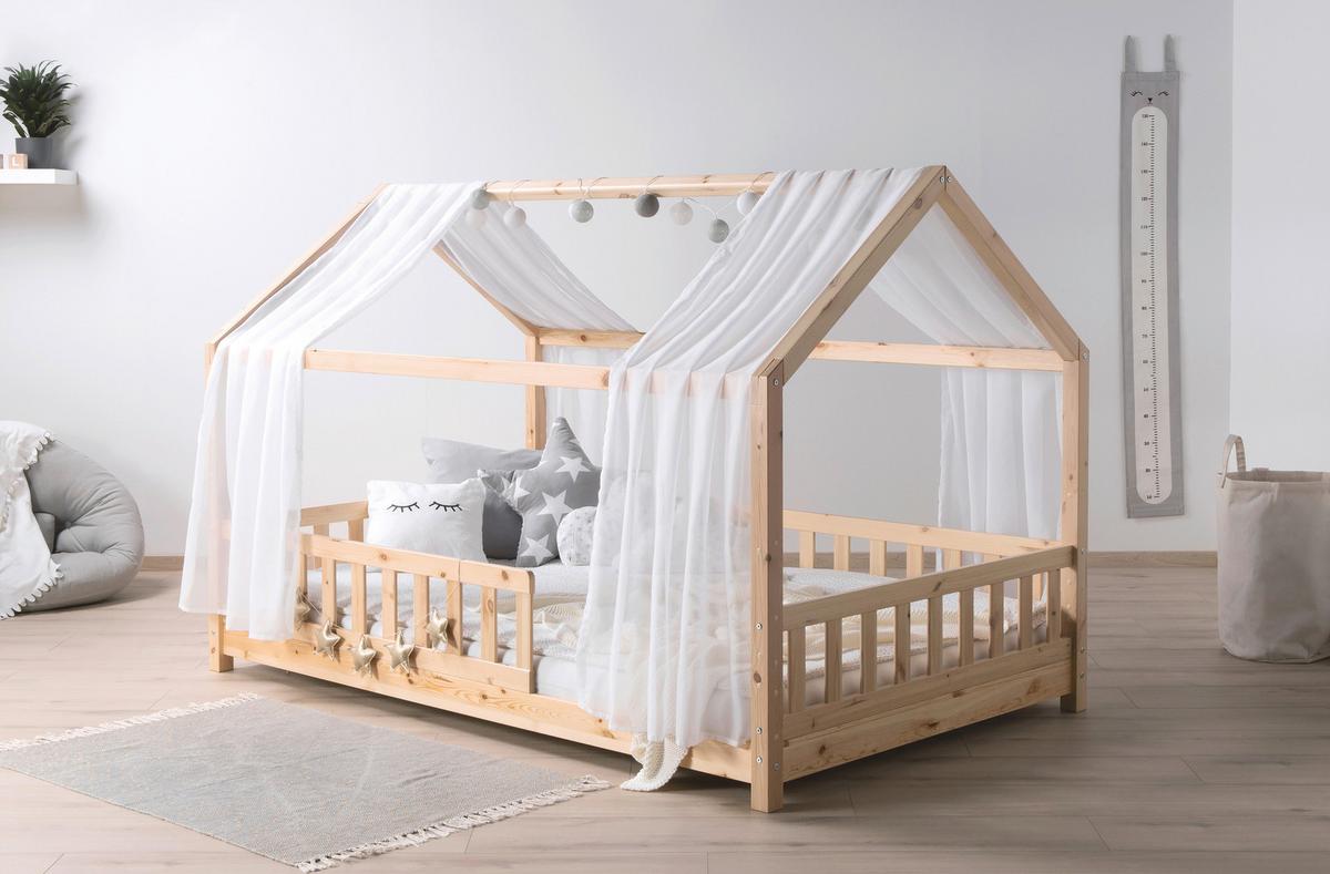 Hausbett Kim Naturfarben/Weiß 100x200cm - Naturfarben/Weiß, MODERN, Holz/Textil (100/200cm) - Livetastic