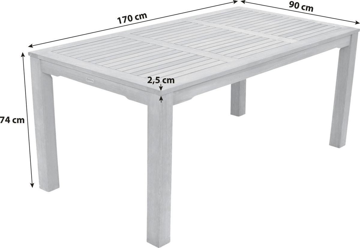 Gartentisch Echtholz Eukalyptusholz L: 170 cm - Braun, KONVENTIONELL, Holz (170/90/74cm) - Gardenson