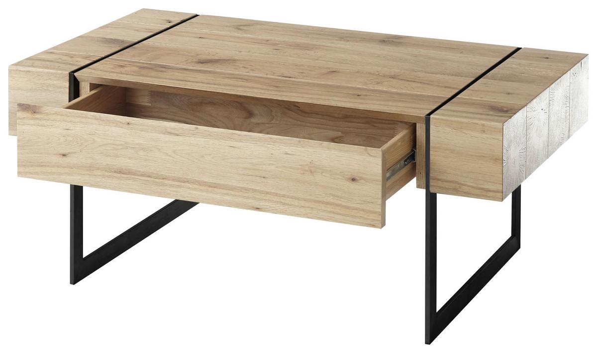 Konferenční stolek PAPHOS 110x60cm - černá/barvy dubu, Natur, kov/kompozitní dřevo (110/60/45cm) - Zandiara