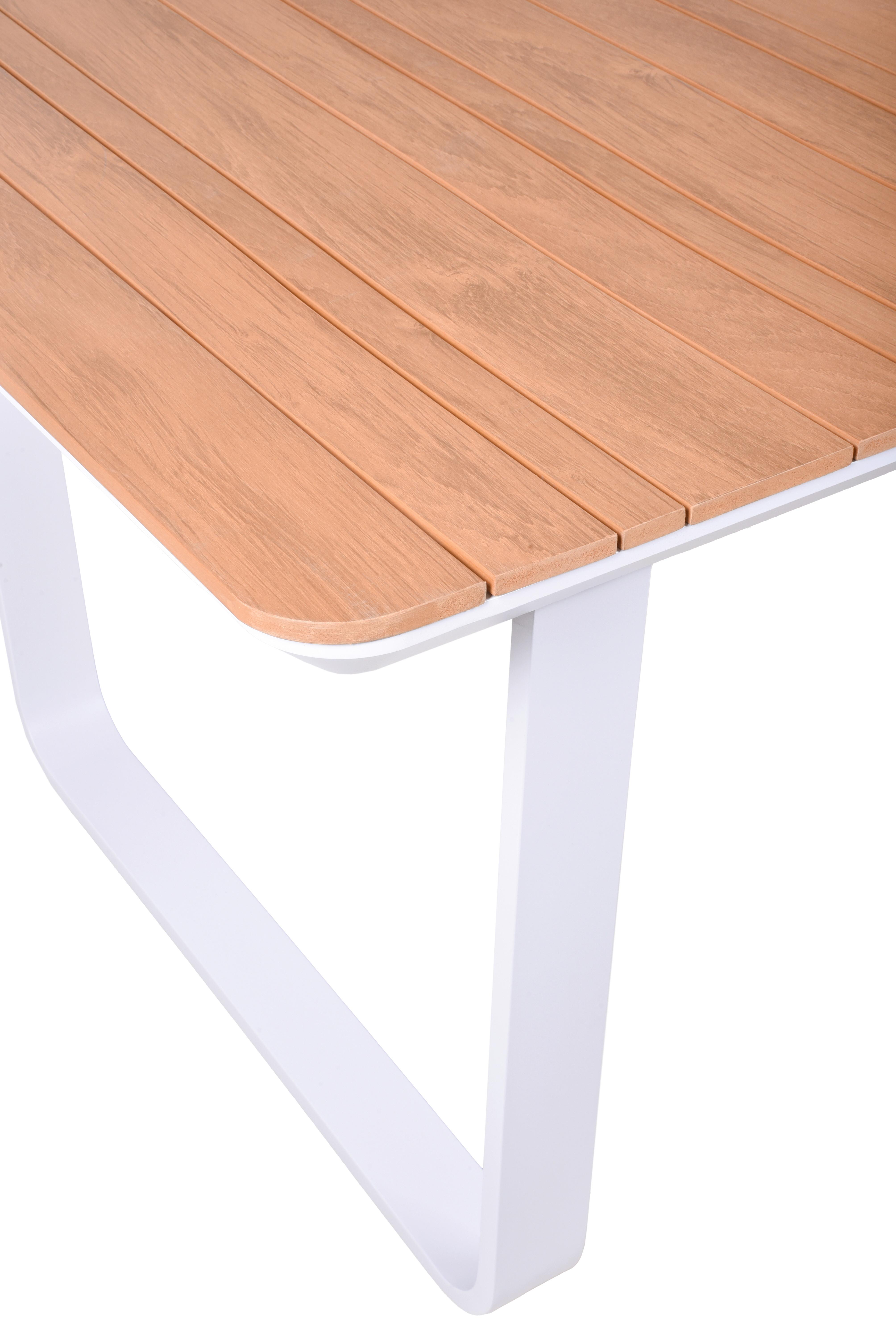 Gartentisch Venice - Weiß/Braun, Basics, Kunststoff/Metall (200/100/75cm) - Gardenson