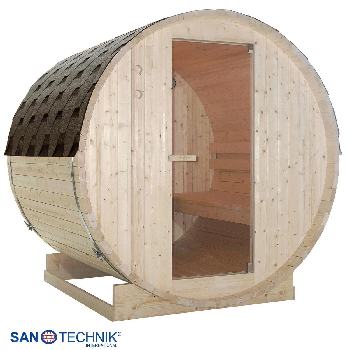 SAUNAFASS Tromsö Fichtefarben B: 180 cm - Fichtefarben, KONVENTIONELL, Glas/Holz (189/180/191,5cm) - Sanotechnik