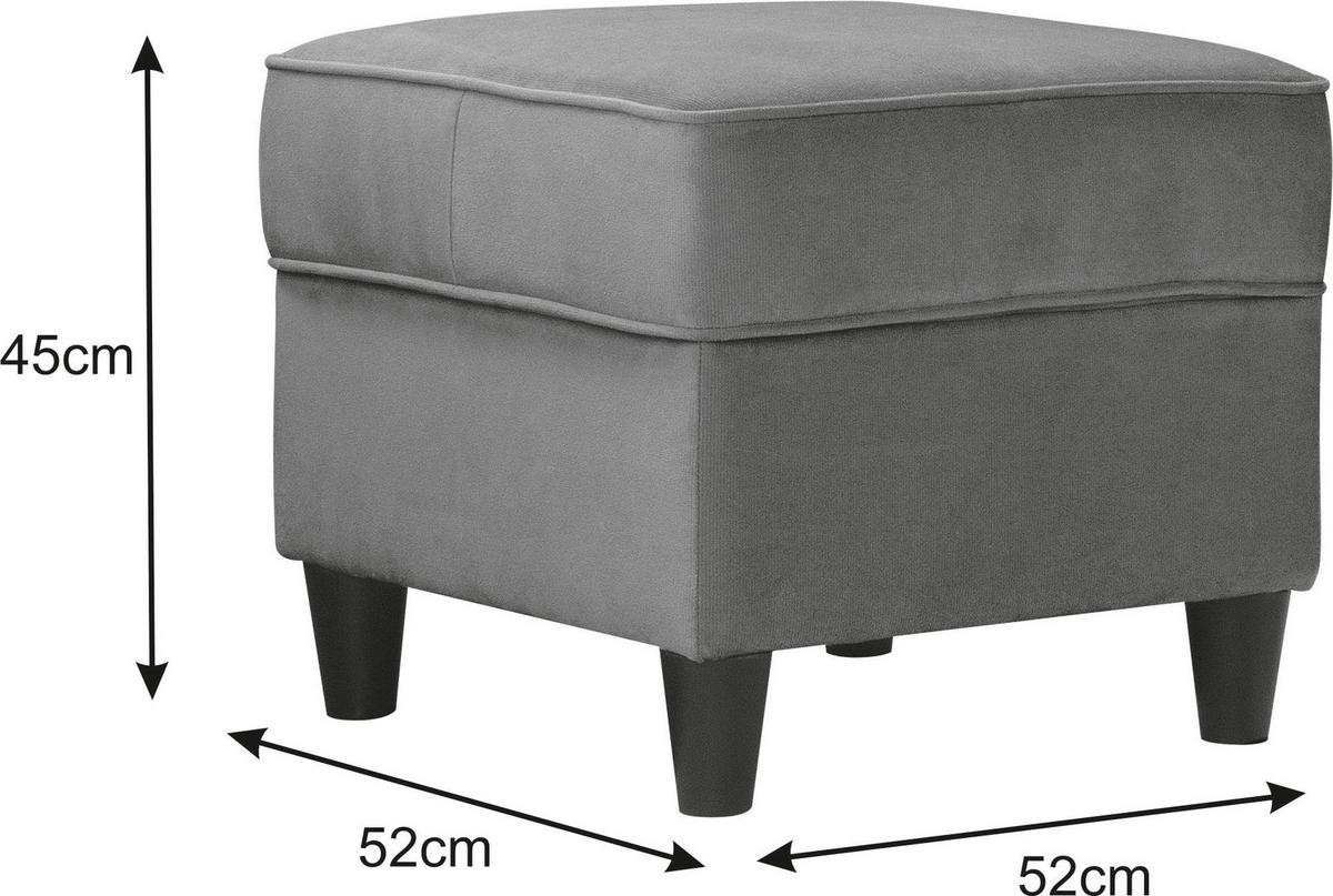 Hocker Baron Grau B: 52 cm - Schwarz/Grau, Design, Textil (52/45/52cm) - MID.YOU