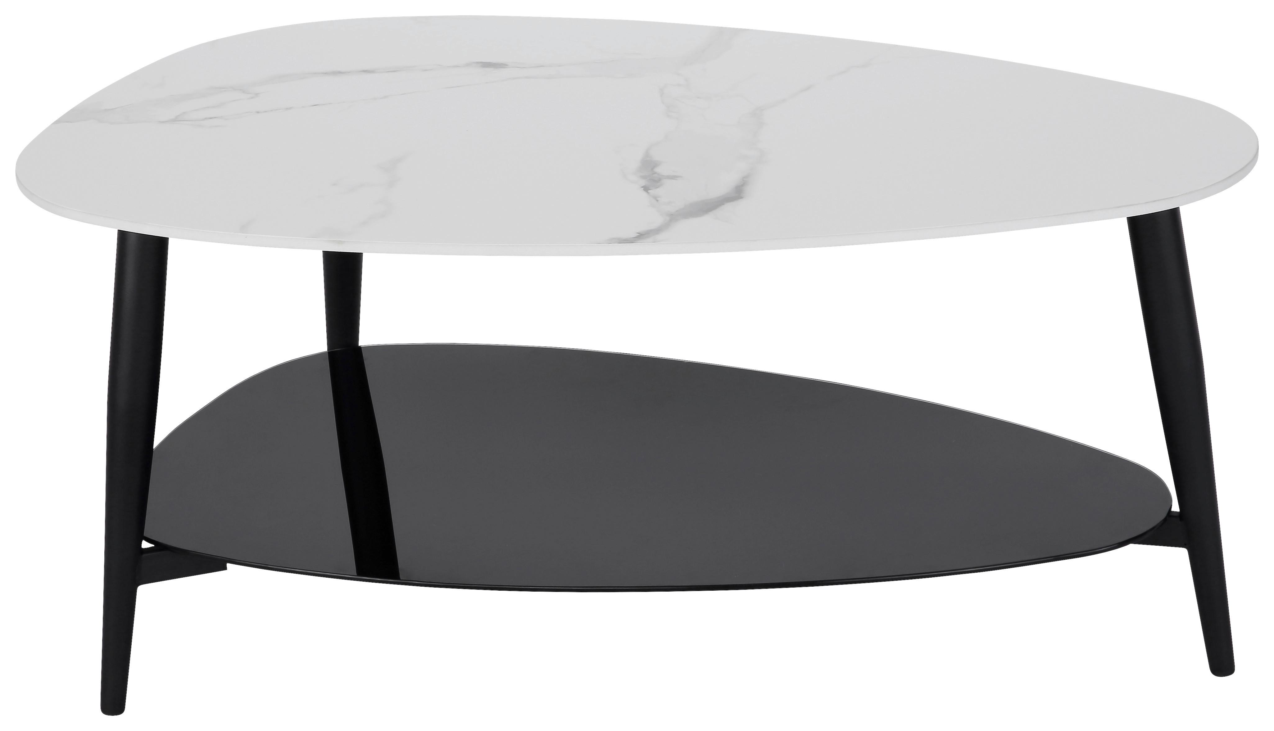 Couchtisch mit Ablageplatte Stone Weiß - Schwarz/Weiß, MODERN, Glas/Keramik (90/41/57cm)