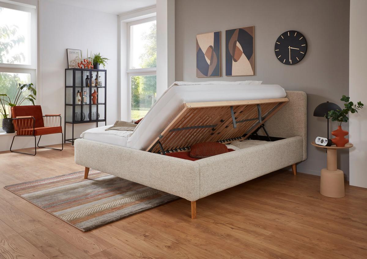 Polsterbett Mattis Herve Beige 180x200cm - Eichefarben/Beige, Design, Holz/Textil (180/200cm) - MID.YOU