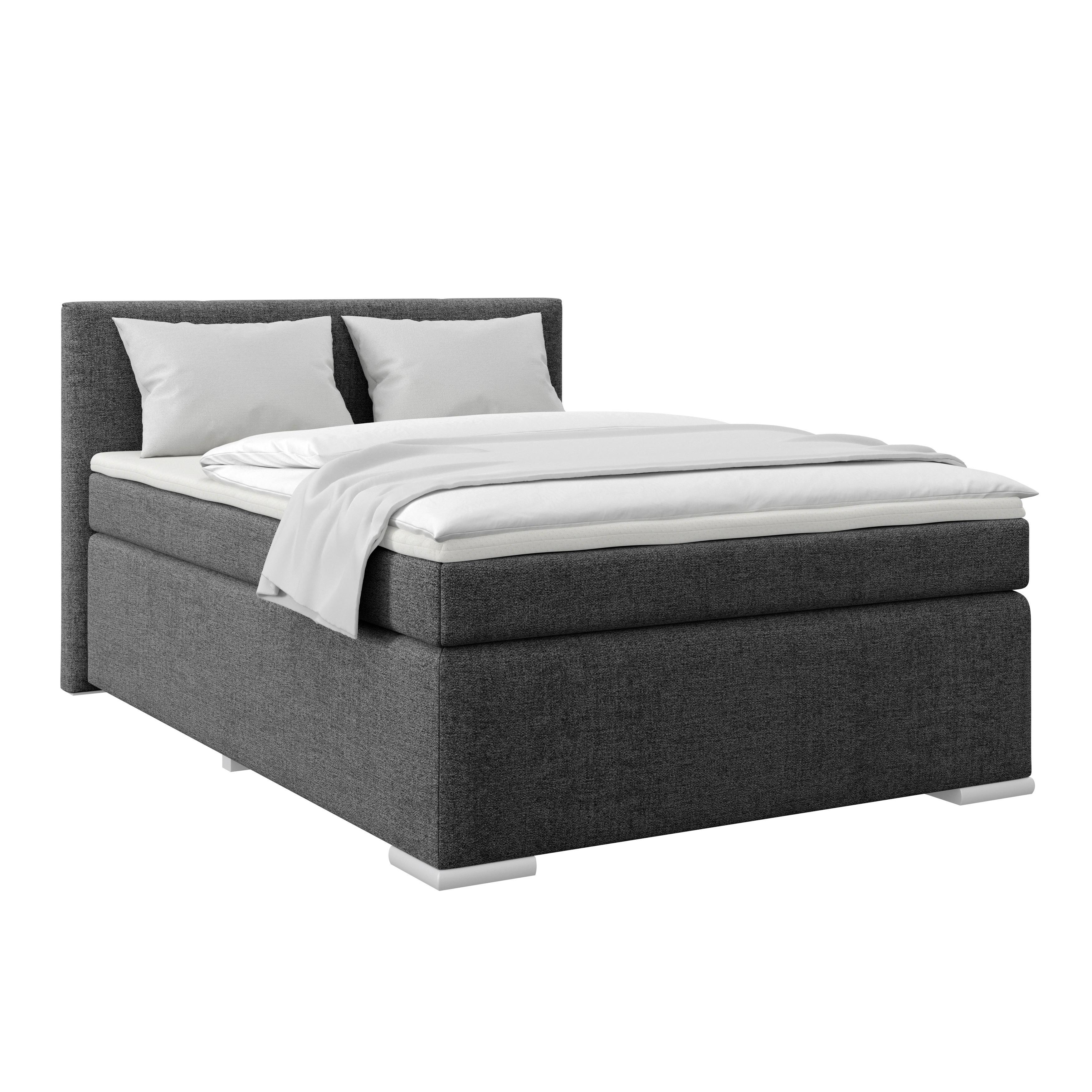 Boxspringbett m. Topper 140x200 cm Mira Graphit