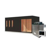 Saunahaus Noirva 216/244/573 cm - Schwarz, Basics, Holz (216/244/573cm)