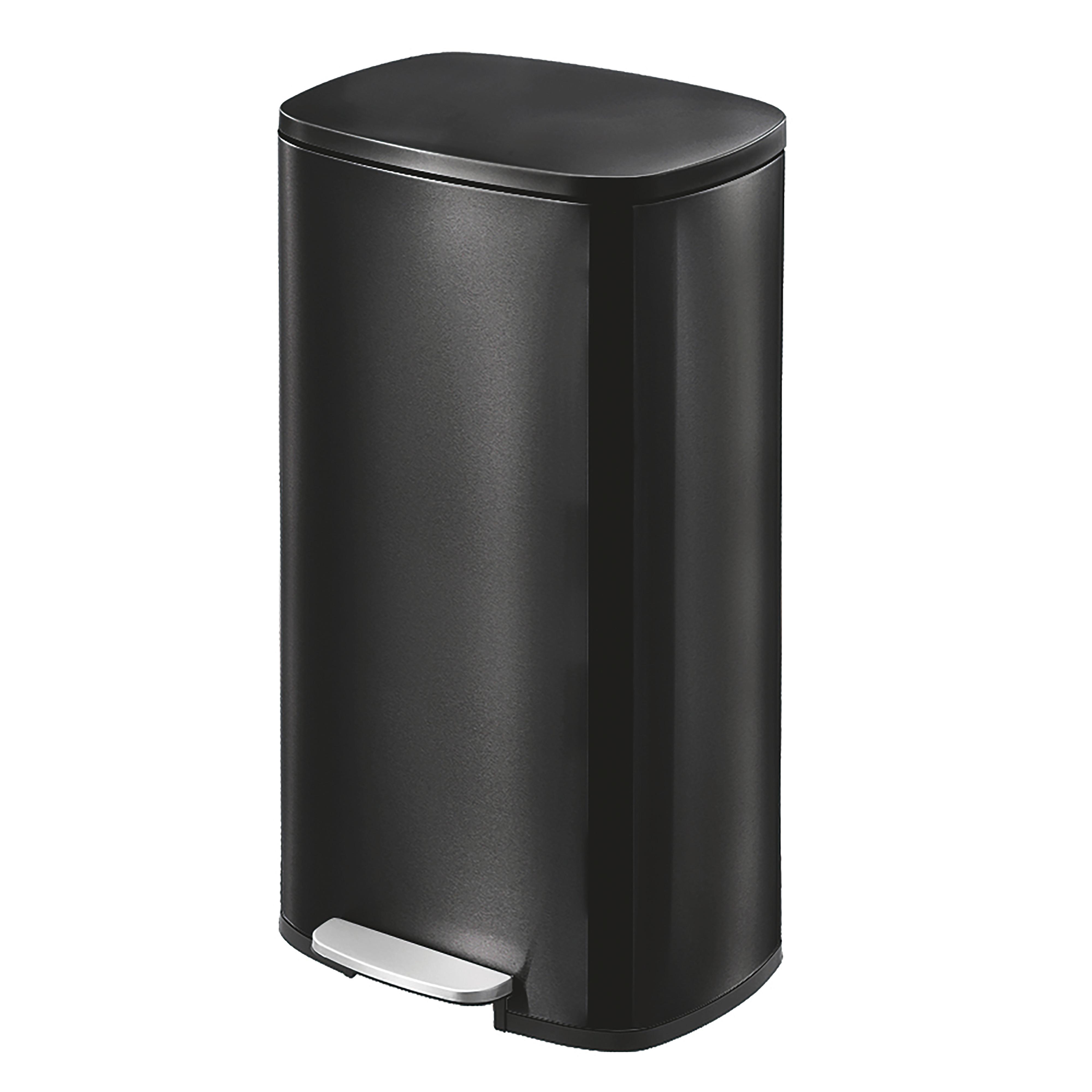 Treteimer Hubert Metall/Eisen ca. 35x30x63,5 cm - Schwarz, KONVENTIONELL, Kunststoff/Metall (35/30/63,5cm) - Luca Bessoni