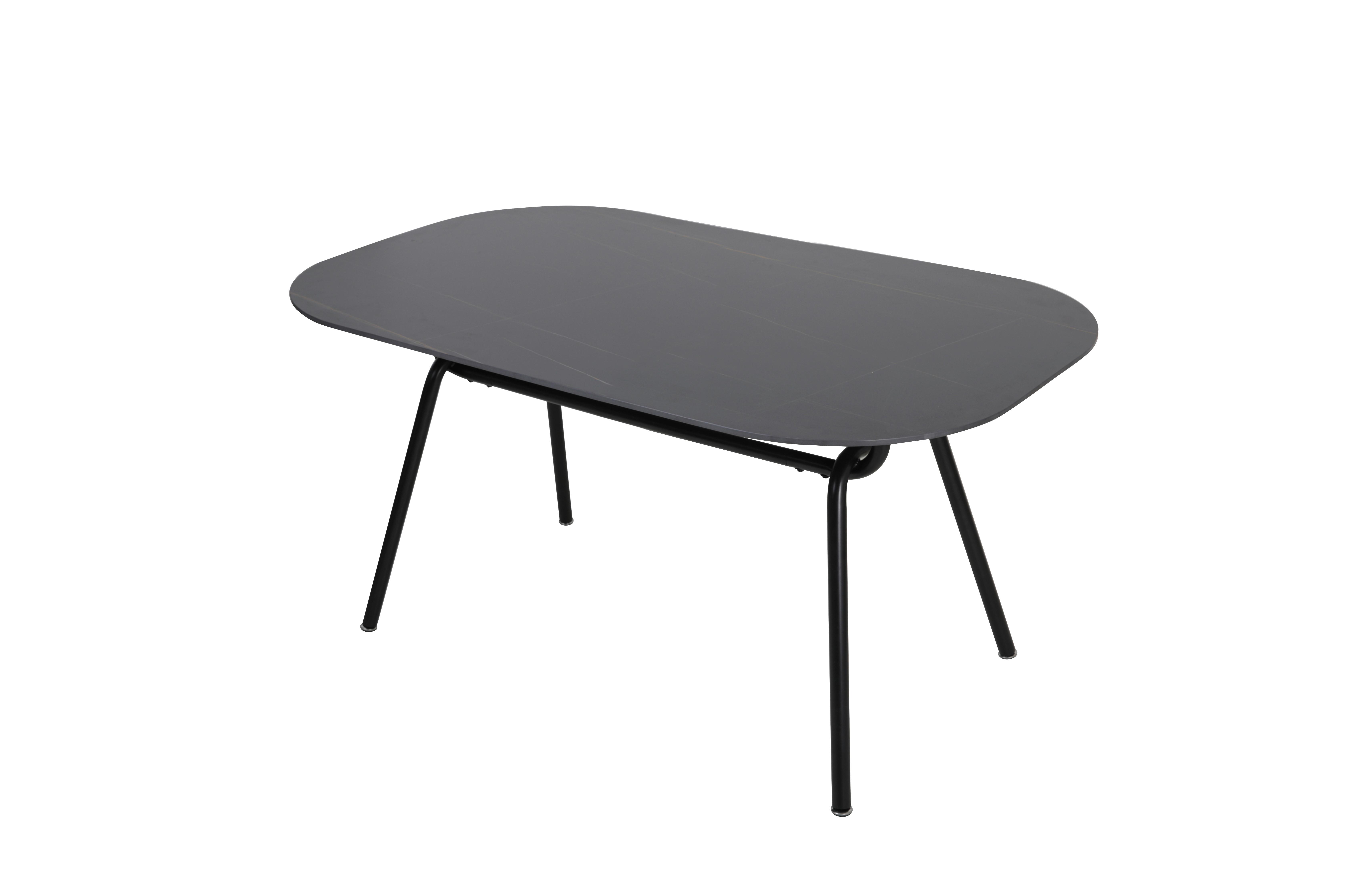 Esstisch 150x90 Sinterstein Schwarz - Schwarz, Design, Stein/Metall (150/90/75cm) - Livetastic