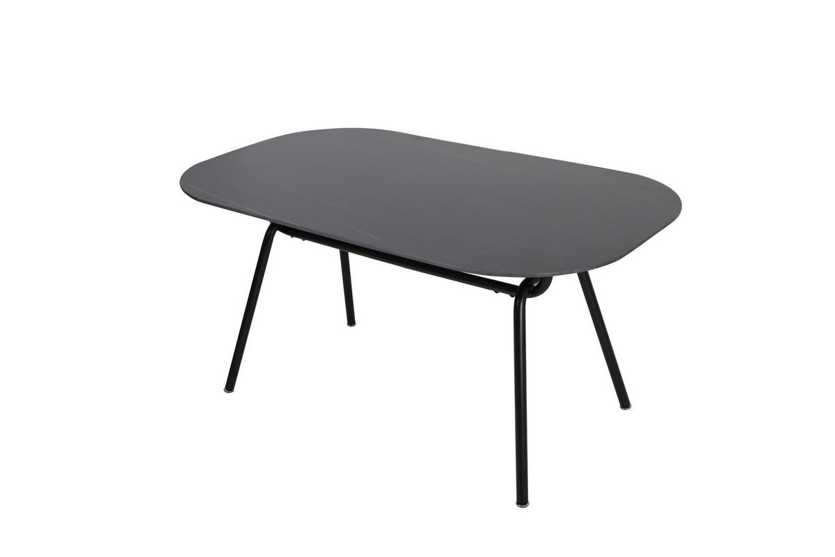 Esstisch 150x90 Sinterstein Schwarz - Schwarz, Design, Stein/Metall (150/90/75cm) - Livetastic