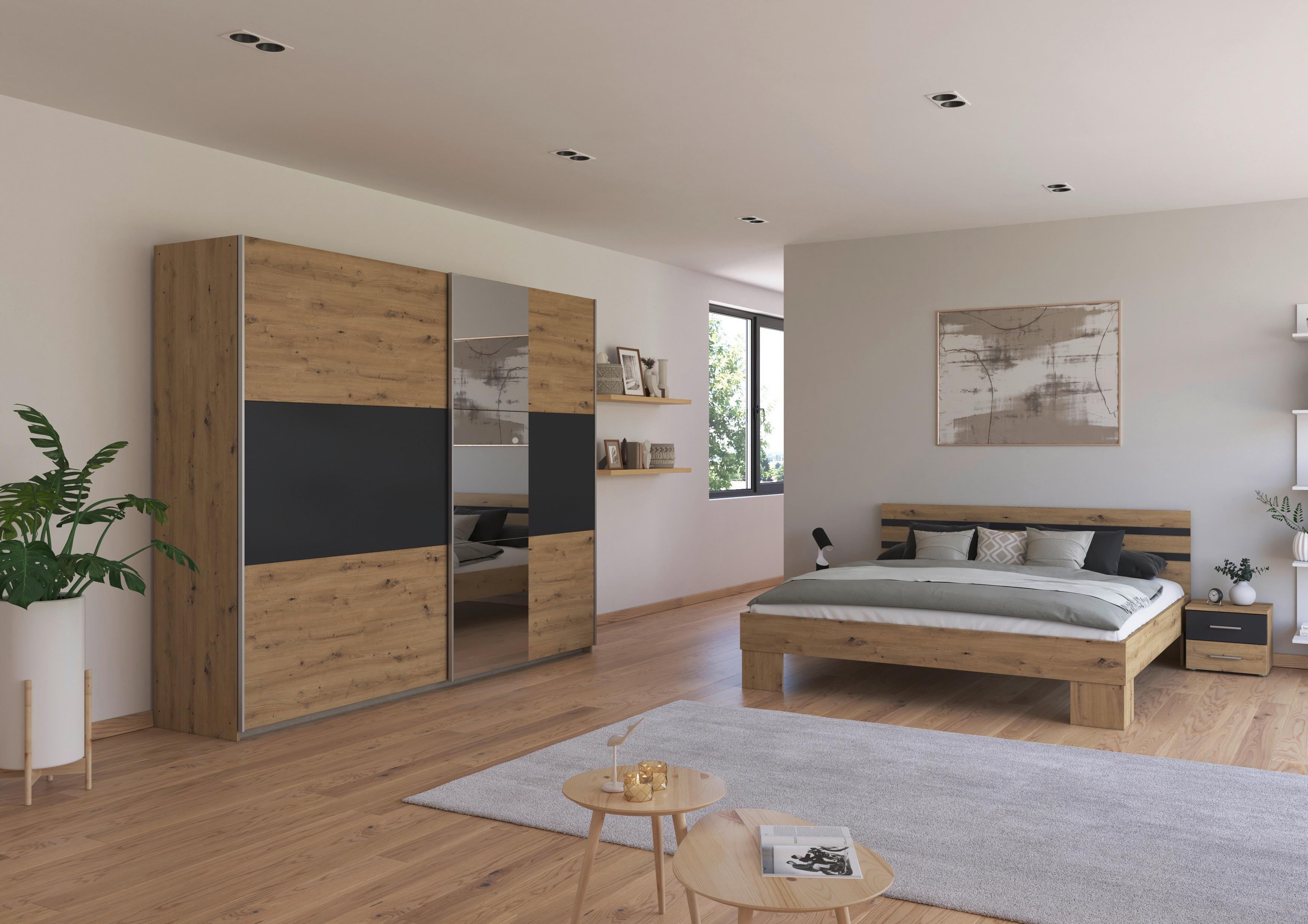 Schlafzimmer Foster - Eiche Artisan/Grau, KONVENTIONELL, Holzwerkstoff
