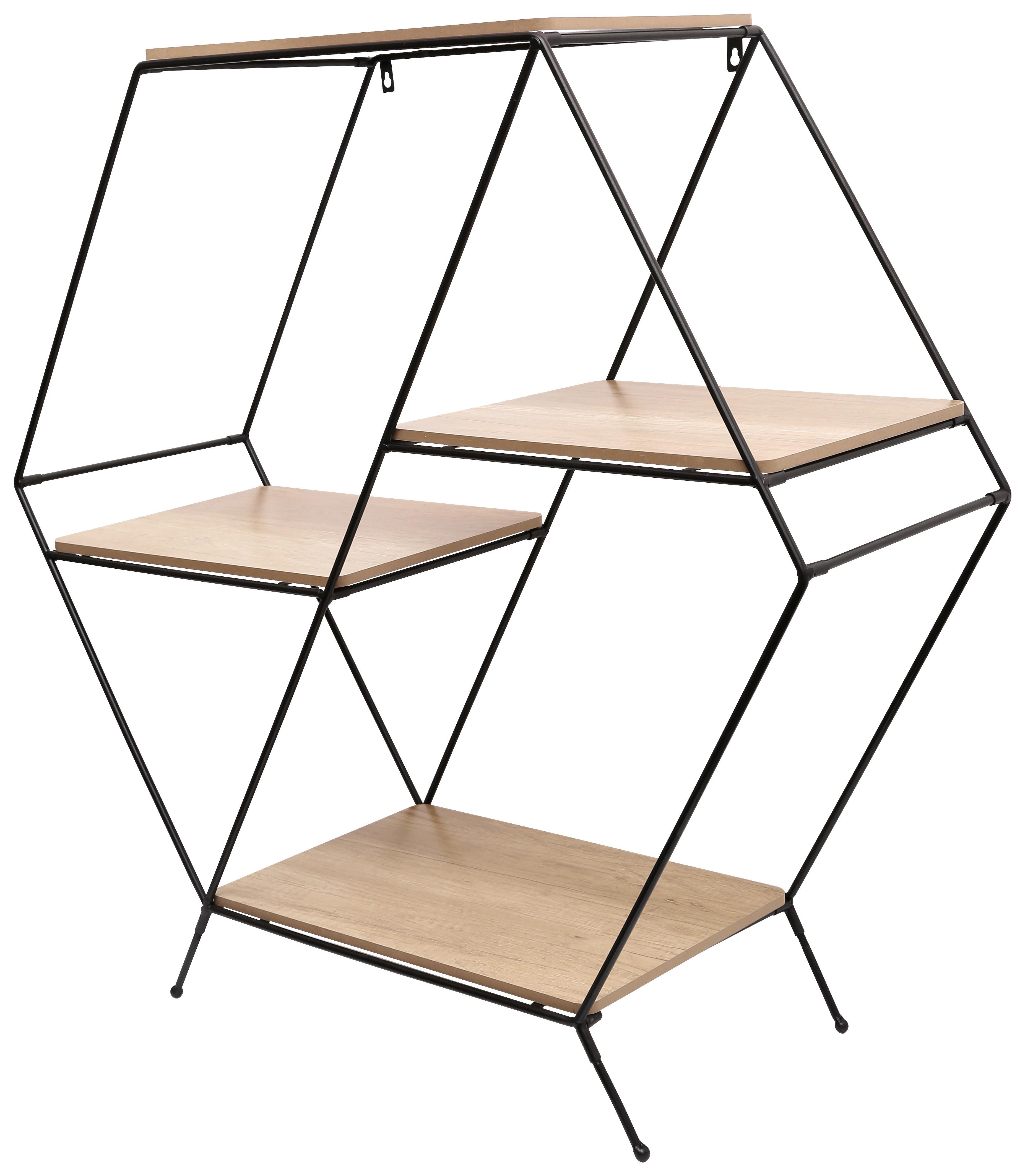 Regal Mailand B: 75 Cm Naturfarben/schwarz - Schwarz/Naturfarben, MODERN, Holzwerkstoff/Metall (75/85/30cm)