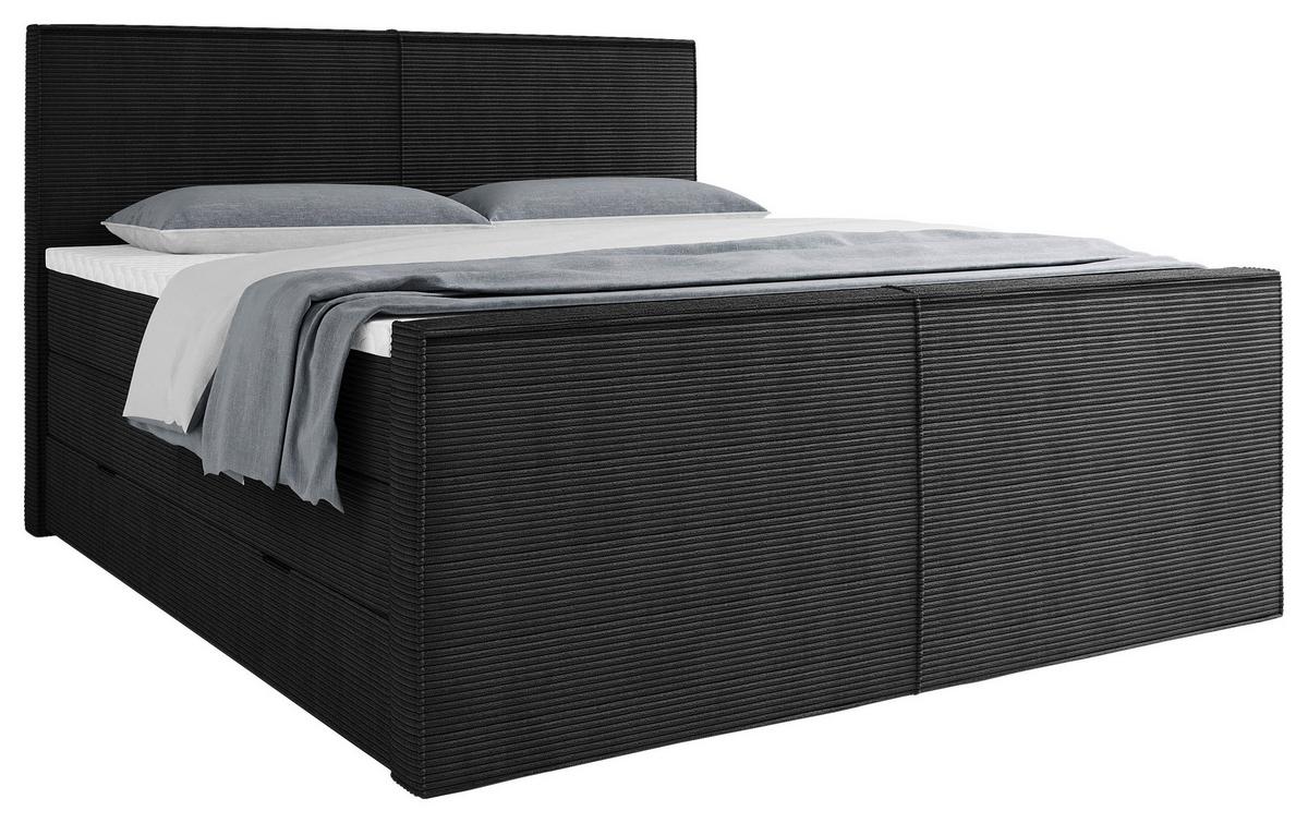Boxspringbett Rodi Schwarz LF: 160x200 cm - Schwarz, MODERN, Textil (160/200cm) - Livetastic