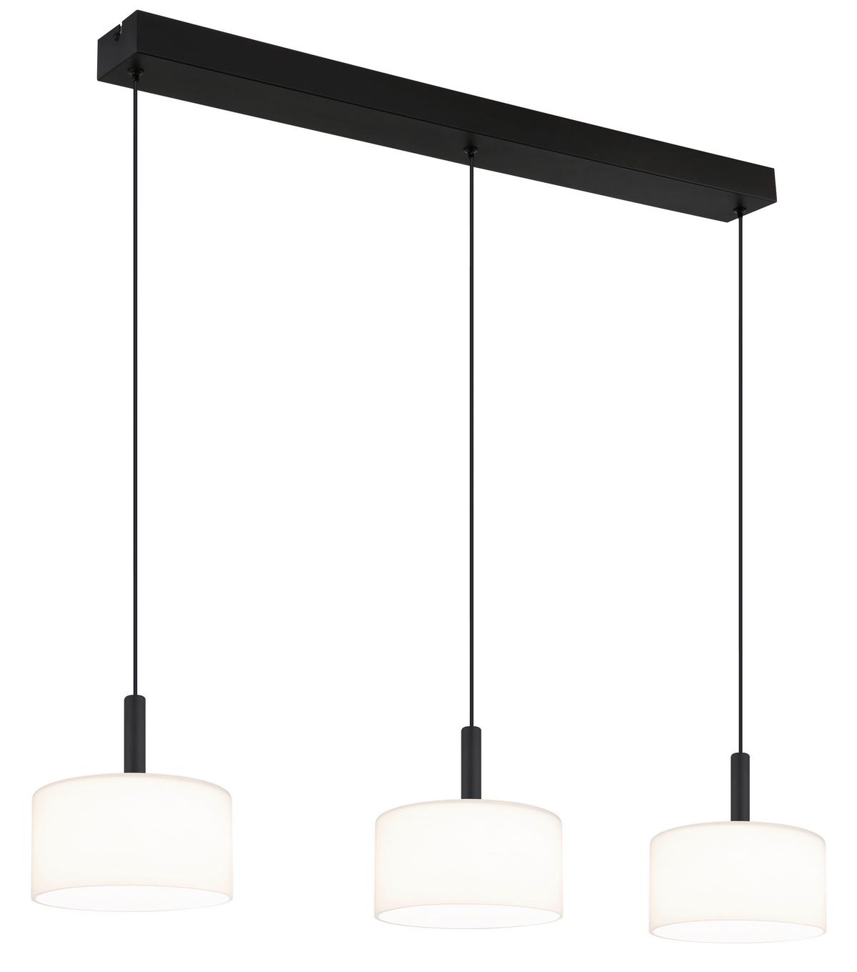 LED-Hängeleuchte Trenton Schwarz Weiß L: 90 cm - Schwarz/Weiß, Design, Glas/Kunststoff (90/20/150cm) - Globo