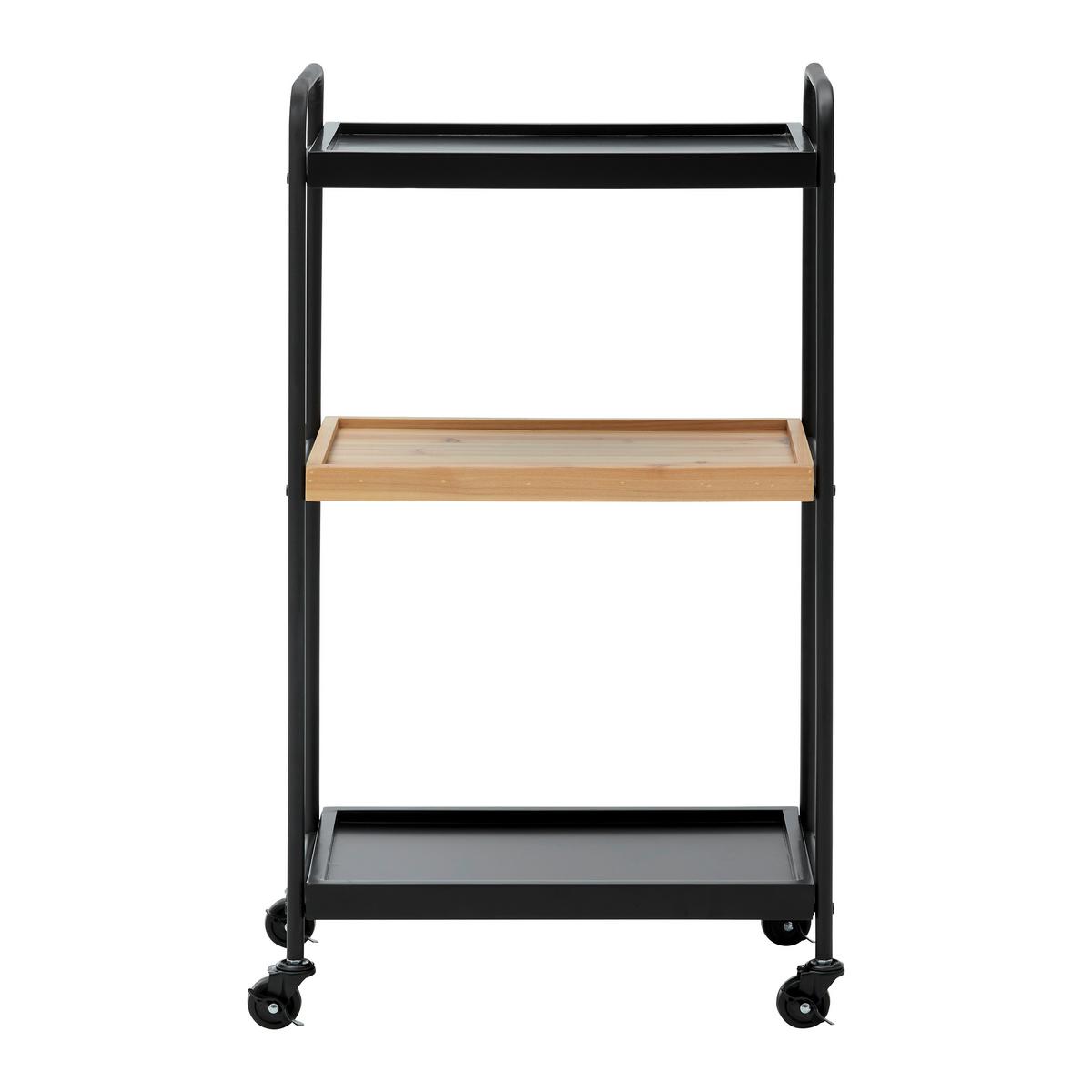 Servírovací vozík GIORGIA - černá/barvy dubu, Moderní, kov/dřevo (50/89/30cm) - Bessagi Home