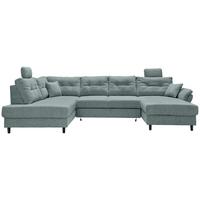 Wohnlandschaft Brizzini Blau U: 206x338x176 cm - Blau/Schwarz, MODERN, Textil (206/338/176cm) - Livetastic