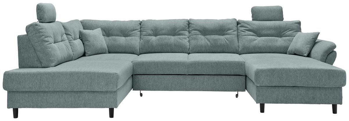 Wohnlandschaft Brizzini Blau U: 206x338x176 cm - Blau/Schwarz, MODERN, Textil (206/338/176cm) - Livetastic