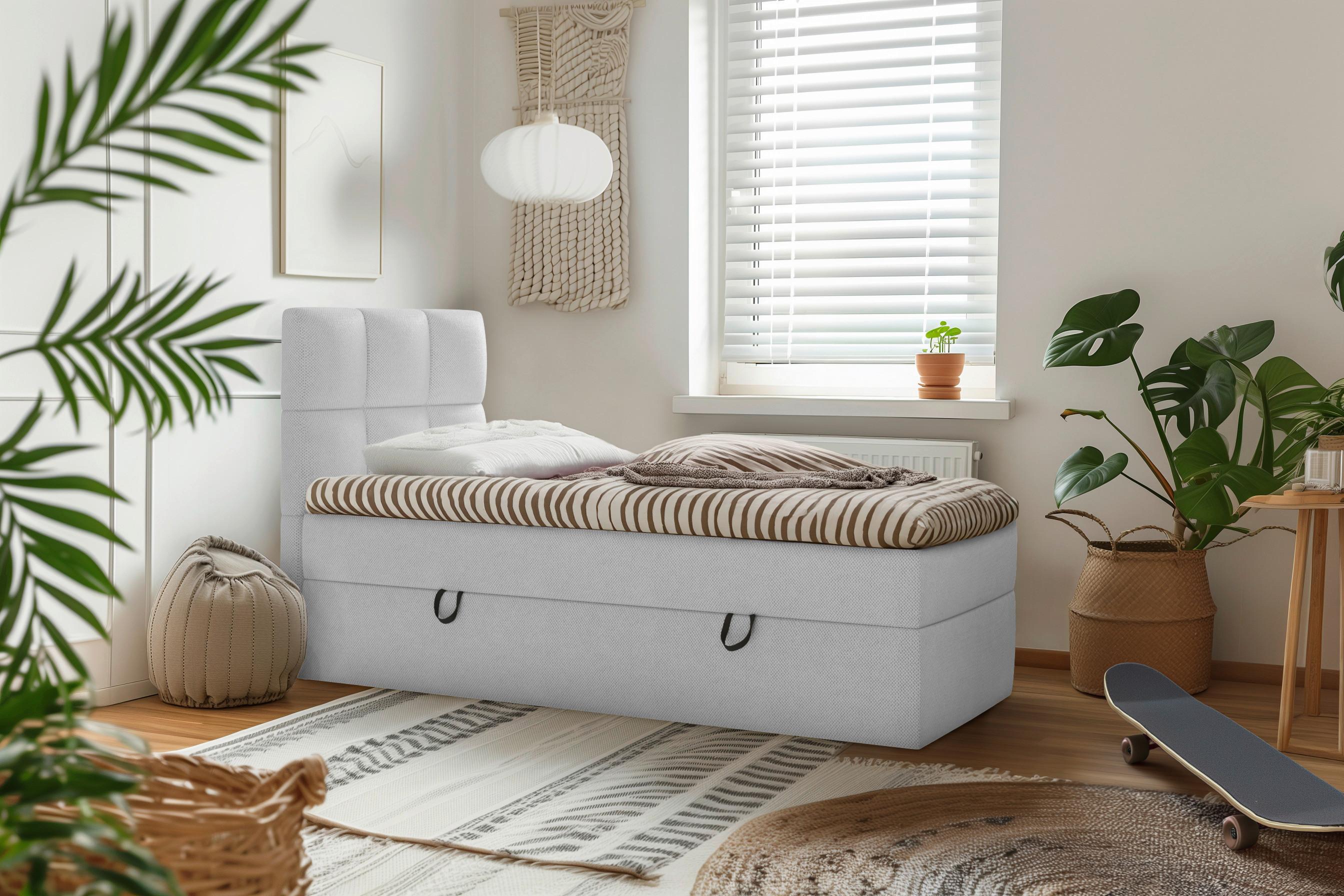 Boxbett mit Topper & Bettkasten 90x200 Polly - Greige/Schwarz, MODERN, Holz/Holzwerkstoff (90/200cm) - MID.YOU