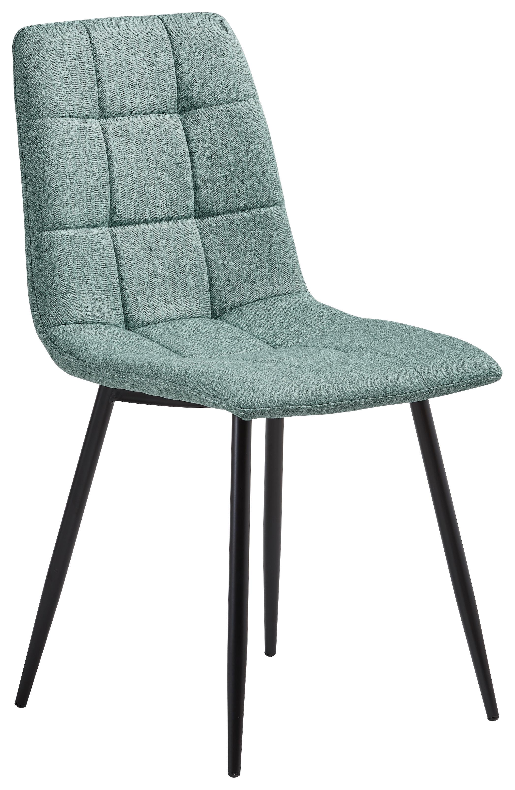 Esszimmerstuhl Empoli Grün, B: 47 cm - Schwarz/Grau, LIFESTYLE, Textil/Metall (44,5/86/54,5cm) - Livetastic