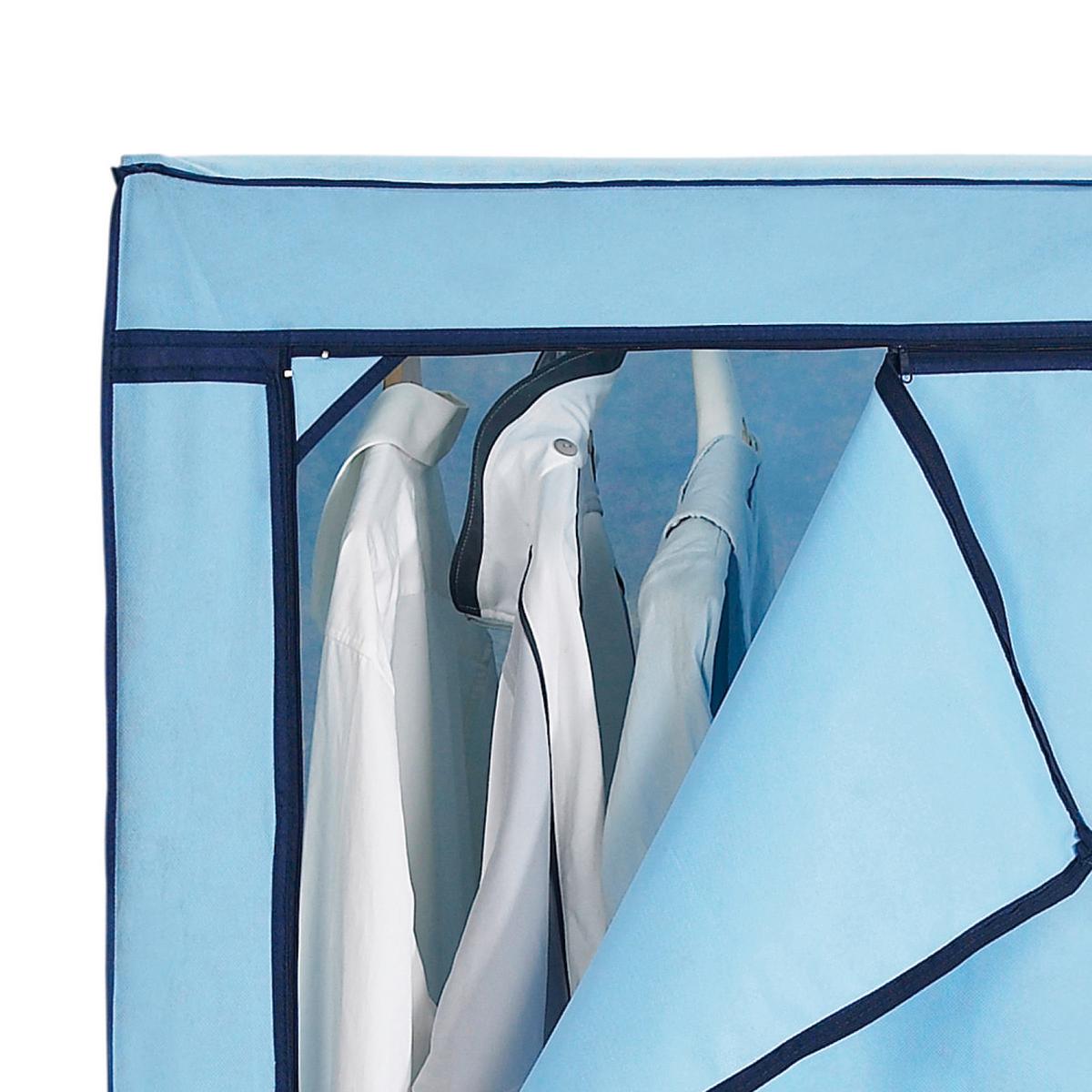 Stoffschrank Mit Metallgestell B: 75 Cm Fancy, Blau - Blau/Schwarz, MODERN, Textil/Metall (75/160/50cm)