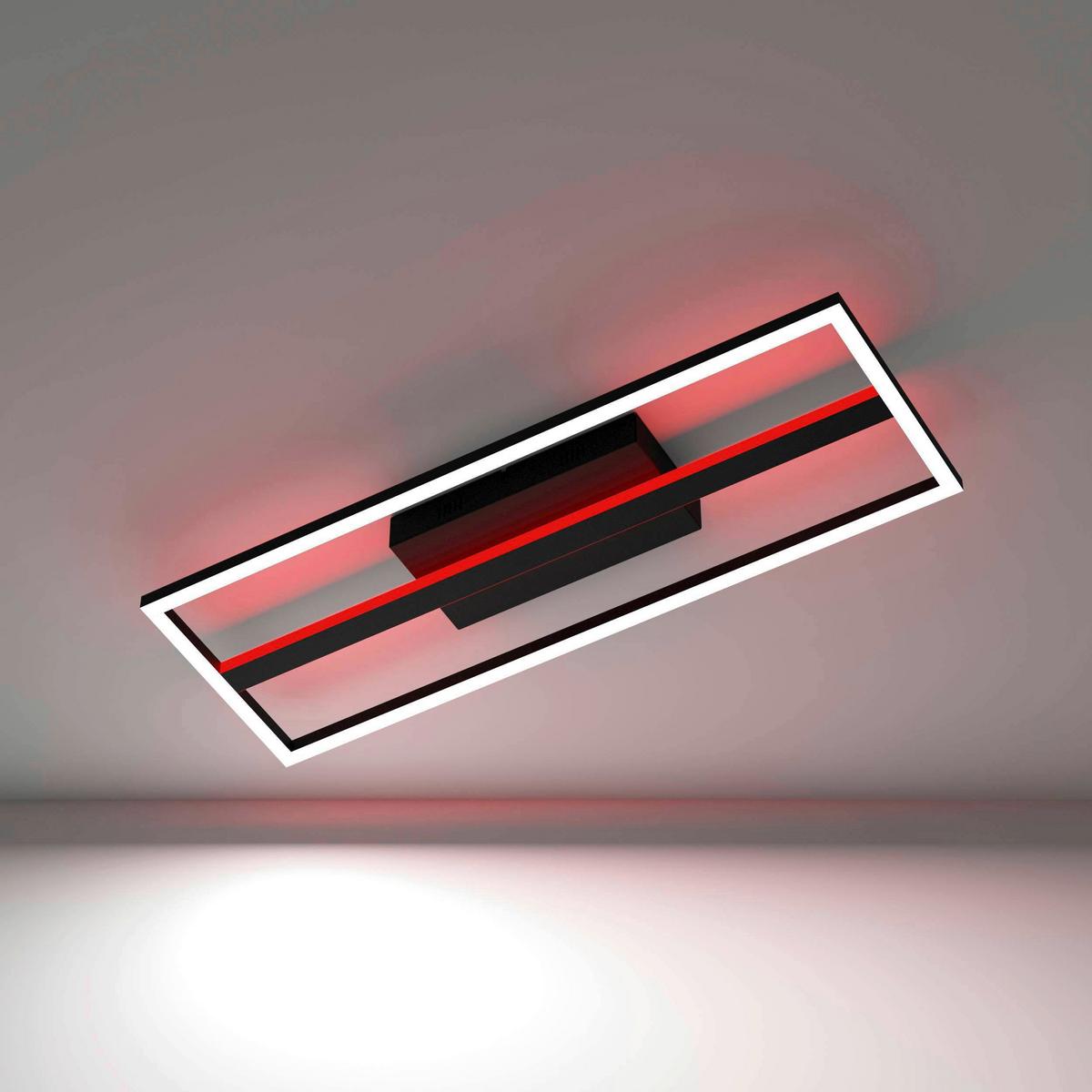 Deckenleuchte Calagrano-Z L: 64 cm mit Farbwechsler - Schwarz/Weiß, Design, Kunststoff/Metall (64/22/5cm) - Eglo