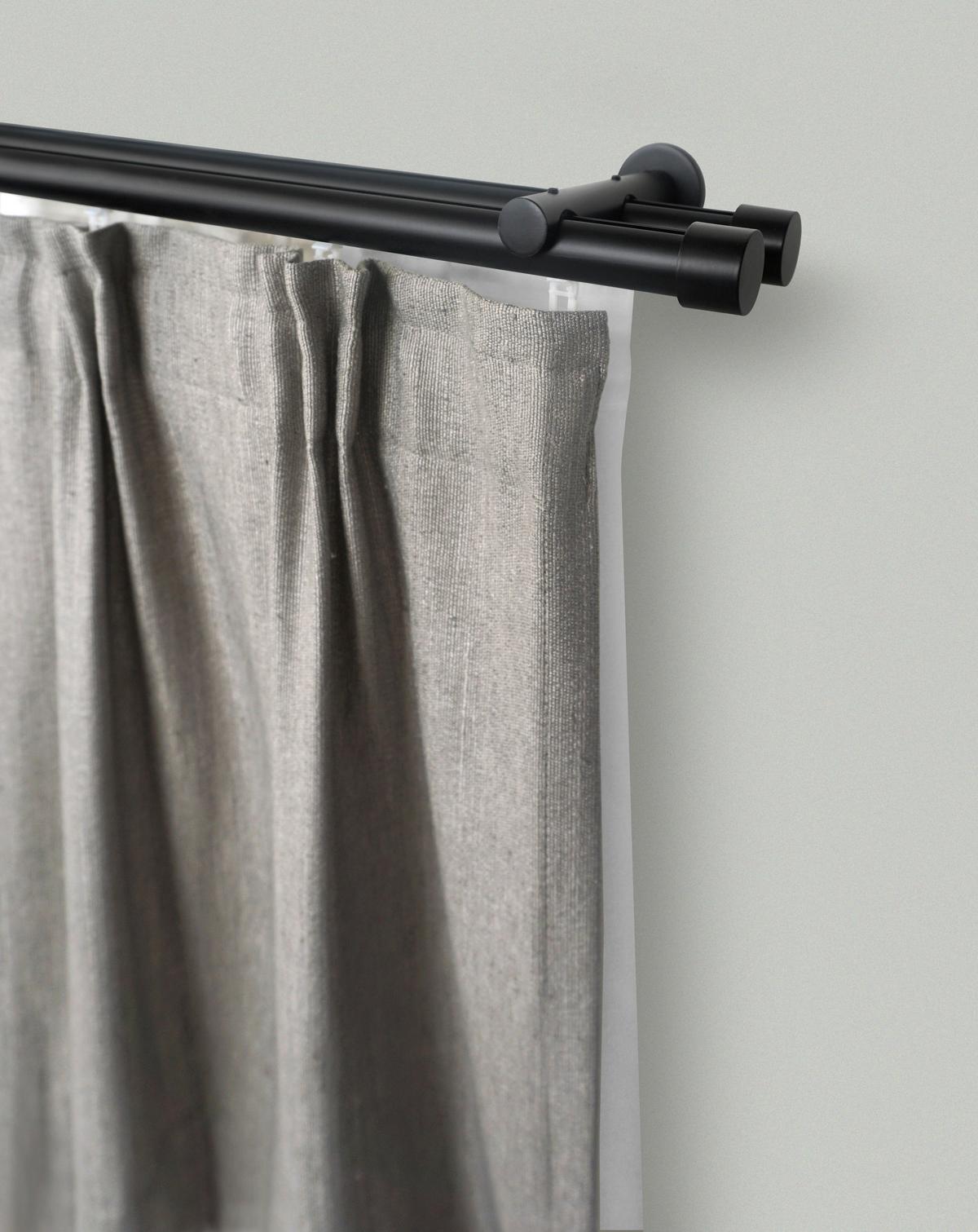 Innenlaufstange 2-lfg. Maja Schwarz L: 200 Cm + Endstücke - Schwarz, ROMANTIK / LANDHAUS, Metall (200cm) - James Wood