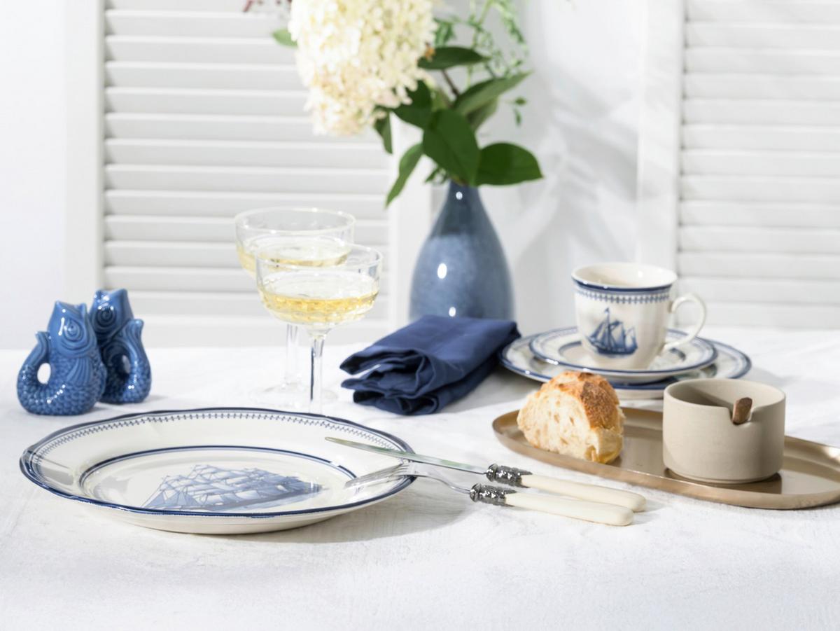 Kombiservice 30-Tlg. Keramik, Balu/Weiß - Blau/Weiß, Basics, Keramik - Creatable