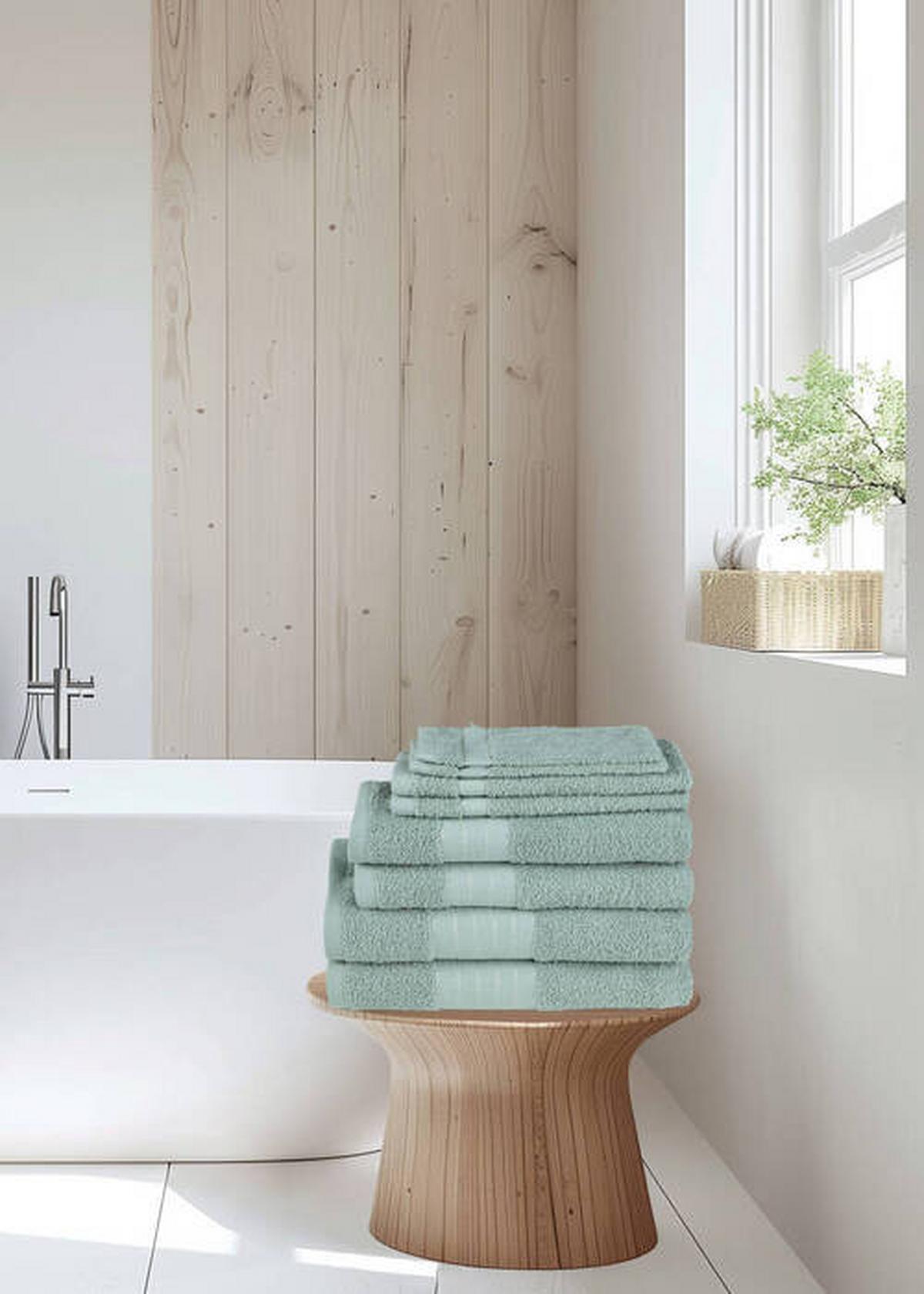 Frottierset Sage Hellgrün 8-teilig - Basics, Textil (70/140cm)