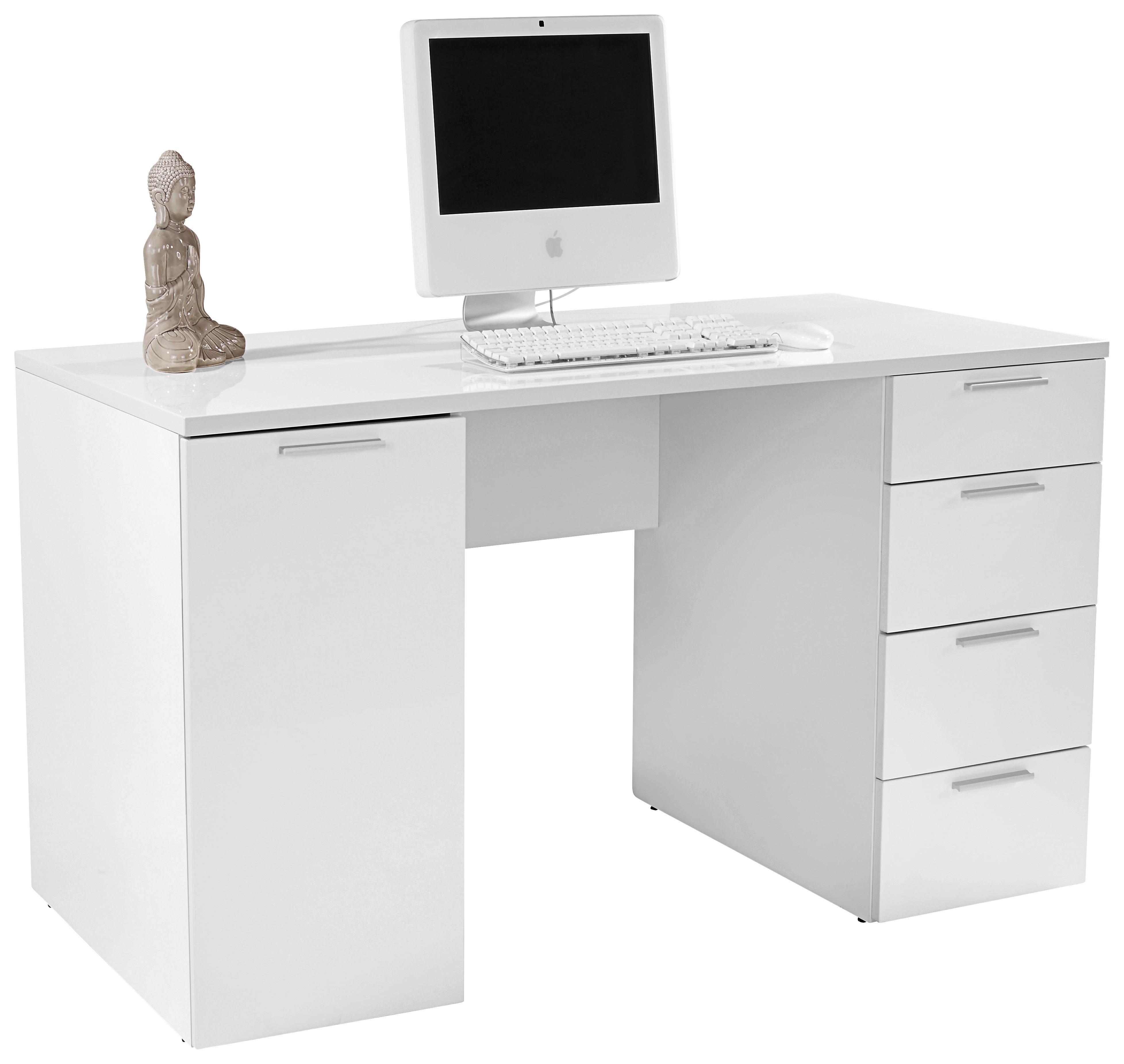 Schreibtisch + Stauraum B 145 cm H 75cm Larry II New, Weiß - Weiß, MODERN, Holzwerkstoff (145/75/60cm)