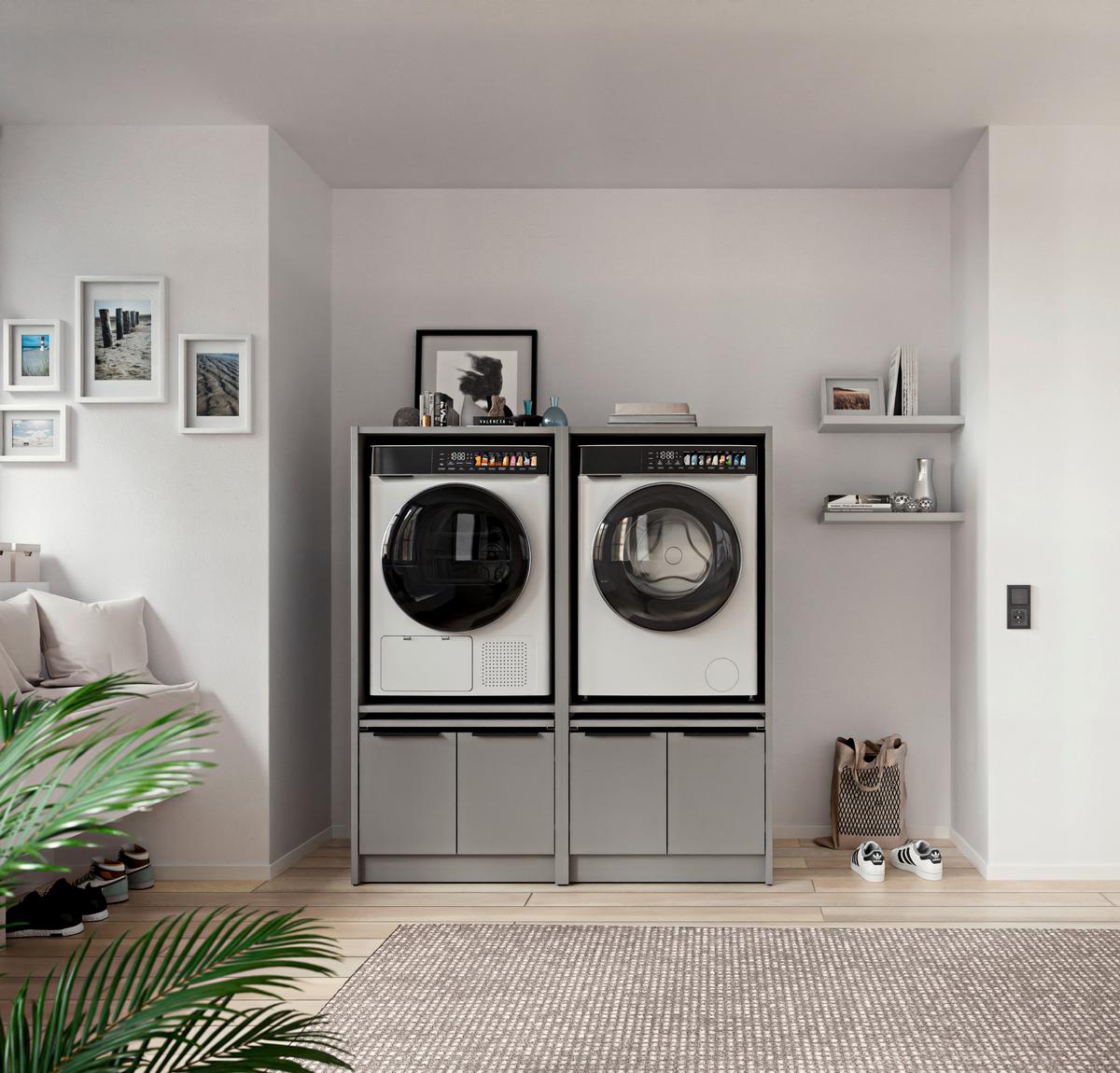 SKŘÍŇKA NAD PRAČKU TIDY HERO - šedá/černá, Basics, kov/kompozitní dřevo (70/150/68cm) - P & B