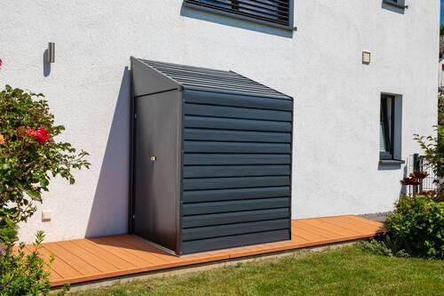 Gerätehaus mit Pultdach 203x208x124 cm - Grau, Basics, Metall (203/208/124cm)