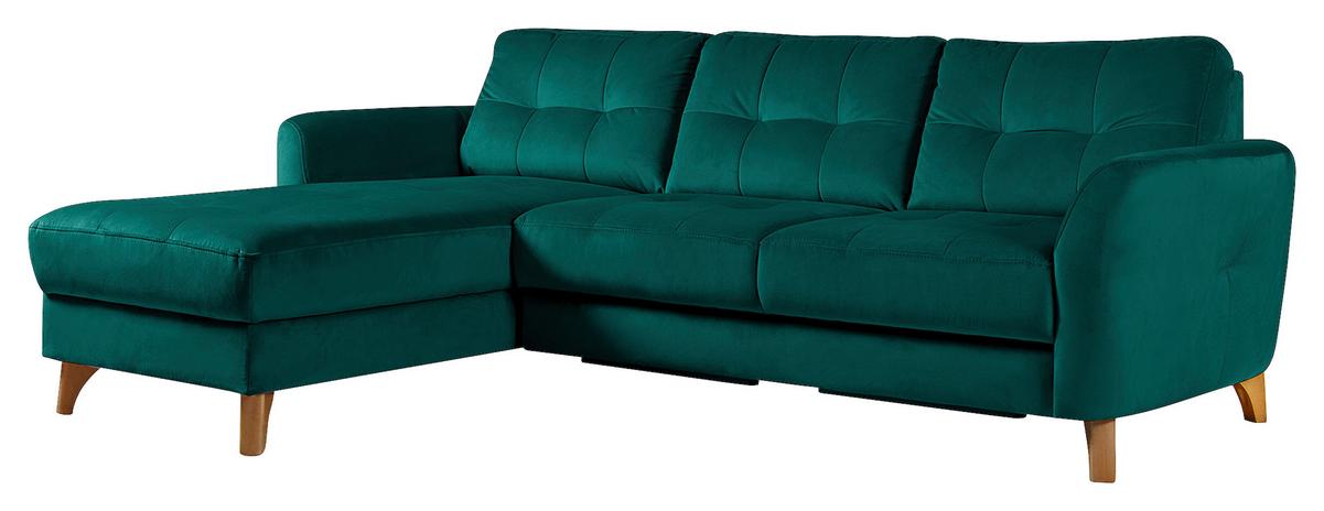 Ecksofa Nordic. Petrol S: 168x238 cm - Buchefarben/Petrol, Design, Textil (168/238cm) - Livetastic
