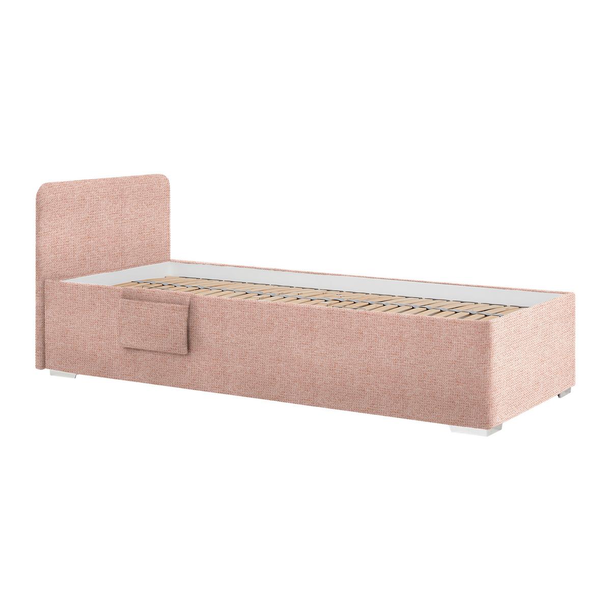 Posteľ Remi s bočnicami 90x200, poťah tmavoružový - prírodná farba/ružová, Konventionell, drevo/textil (90/200cm) - Based