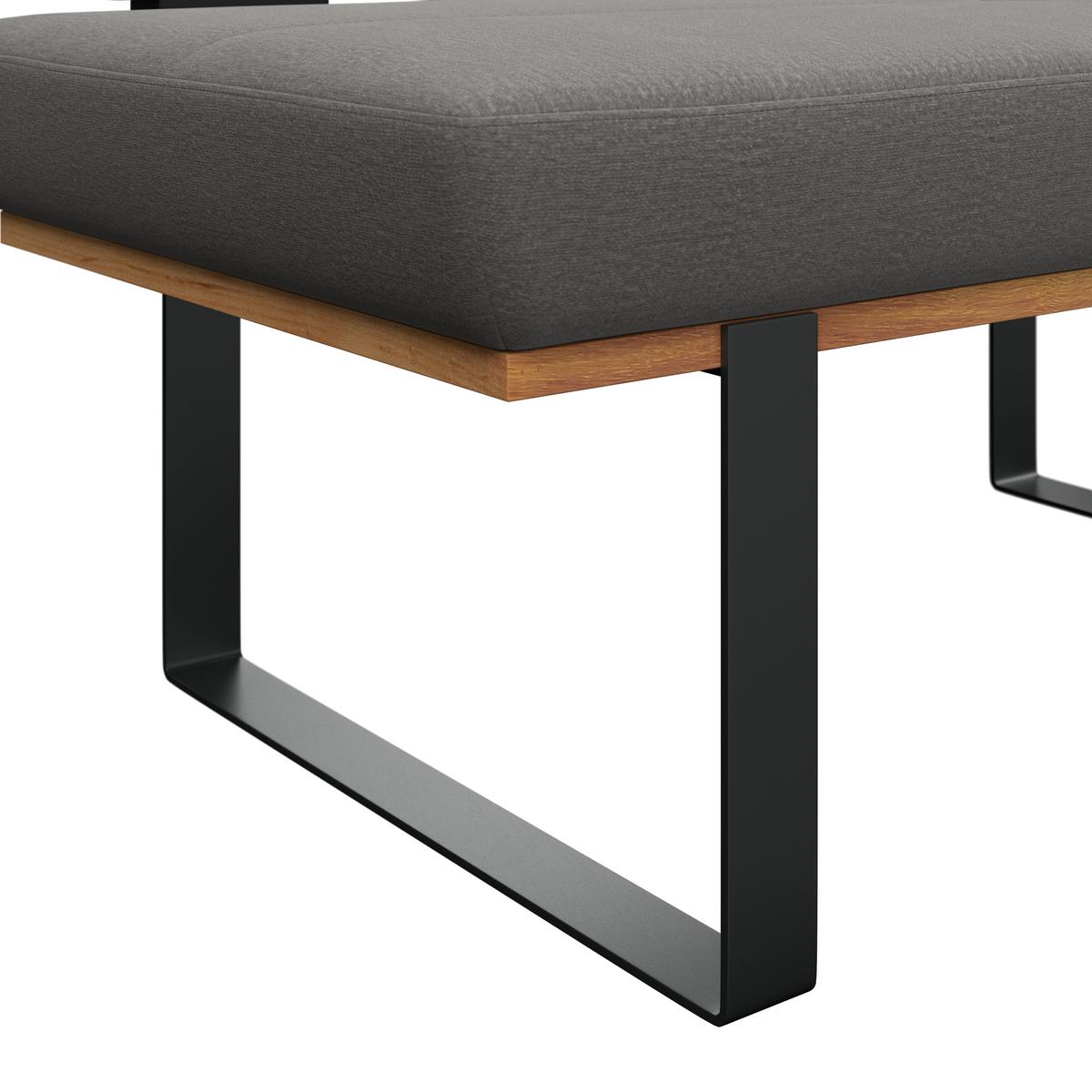 Sitzbank Tristan Webstoff grau, B: 130cm - Schwarz/Grau, MODERN, Holz/Textil (130/48/90cm) - James Wood