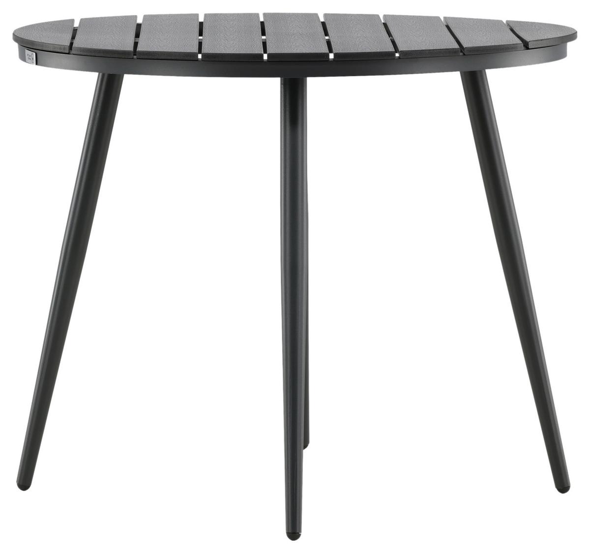 Gartentisch Break Aluminium D: 90cm - Schwarz, KONVENTIONELL, Kunststoff/Metall (90/74cm) - Gardenson