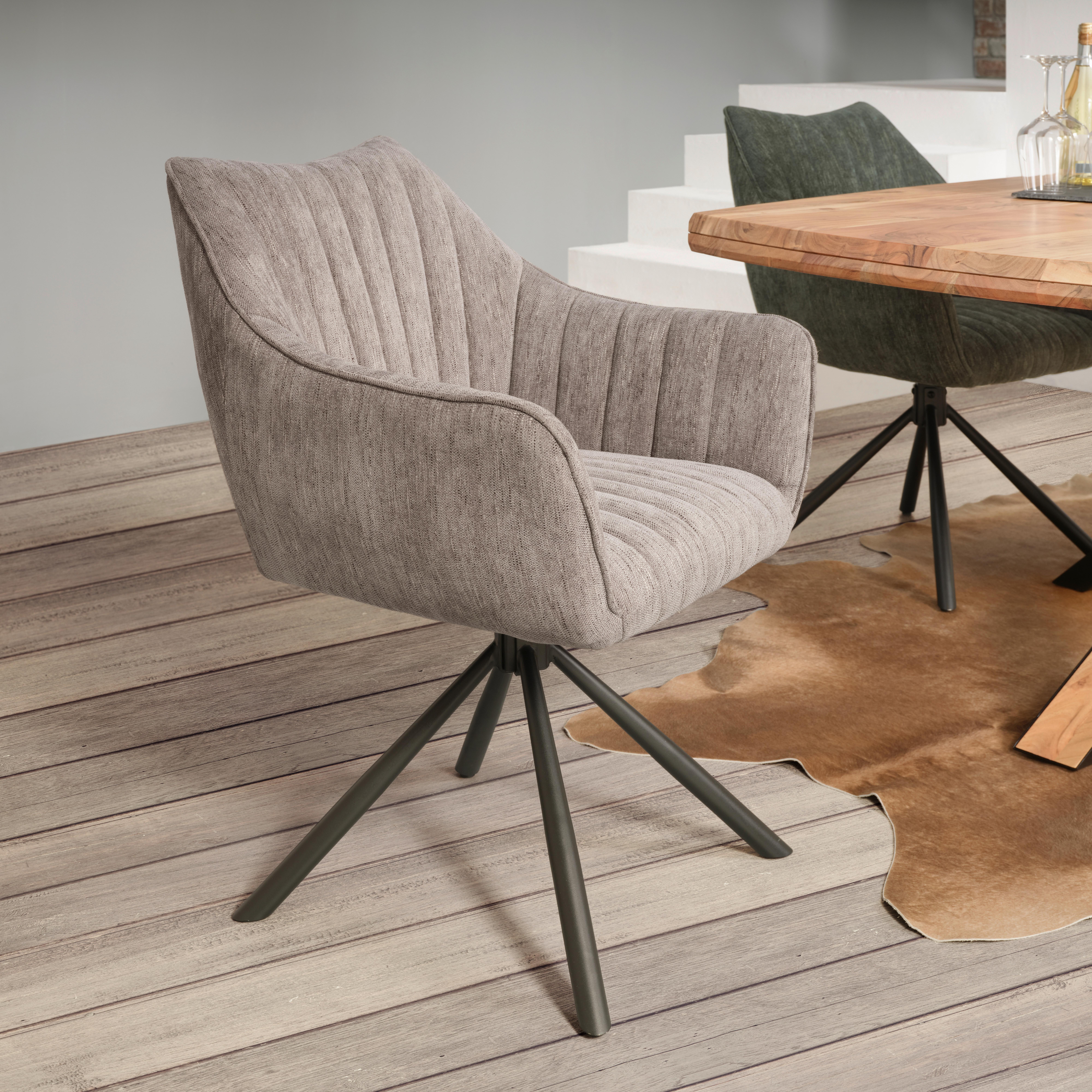 Židle s područkami Trient, šedá - šedá/černá, Moderní, kov/textil (62/87/65cm) - Premium Living