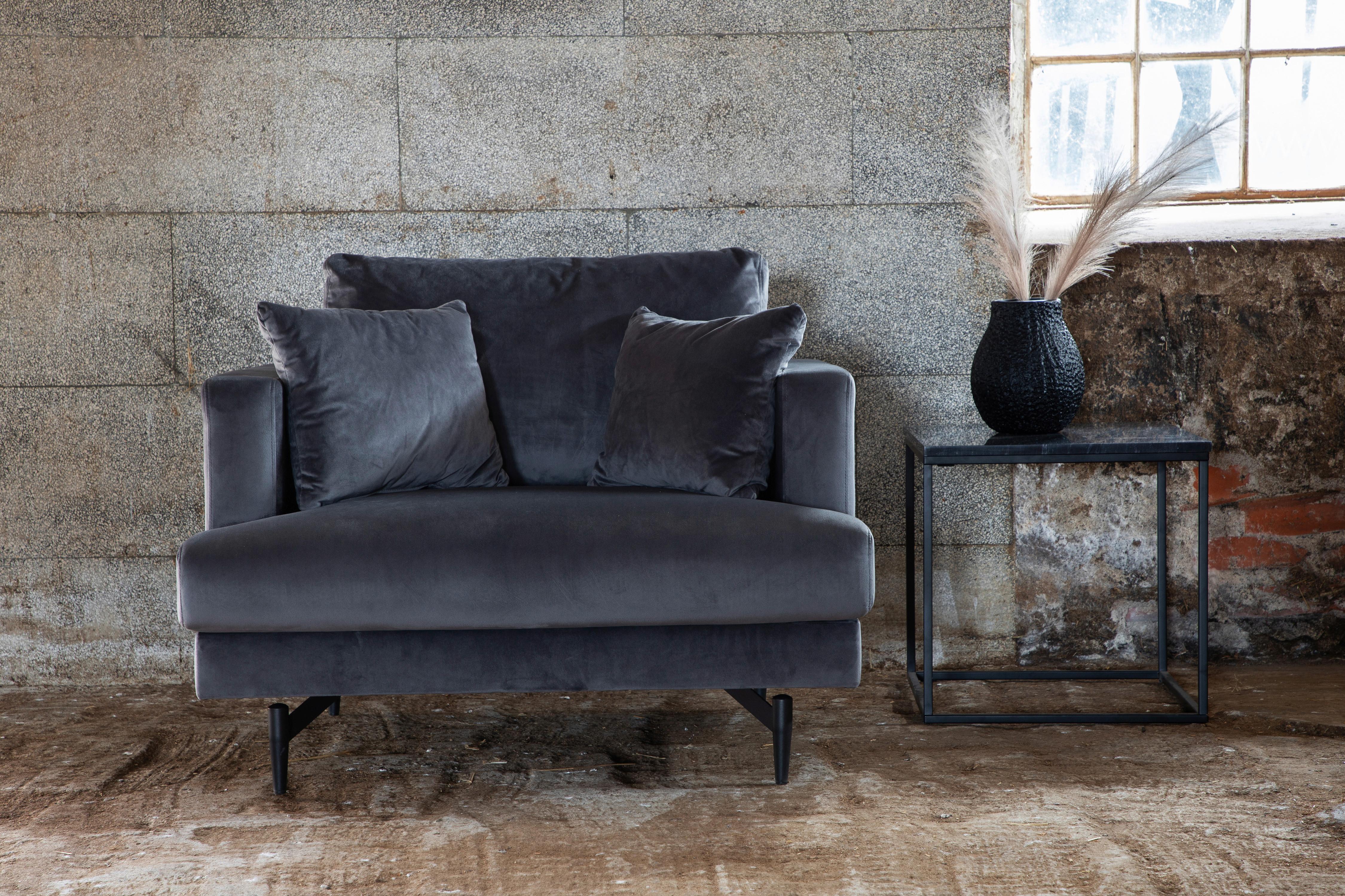 Sessel Sofia - Dunkelgrau, Design, Textil/Metall (104/82/92cm) - Livetastic