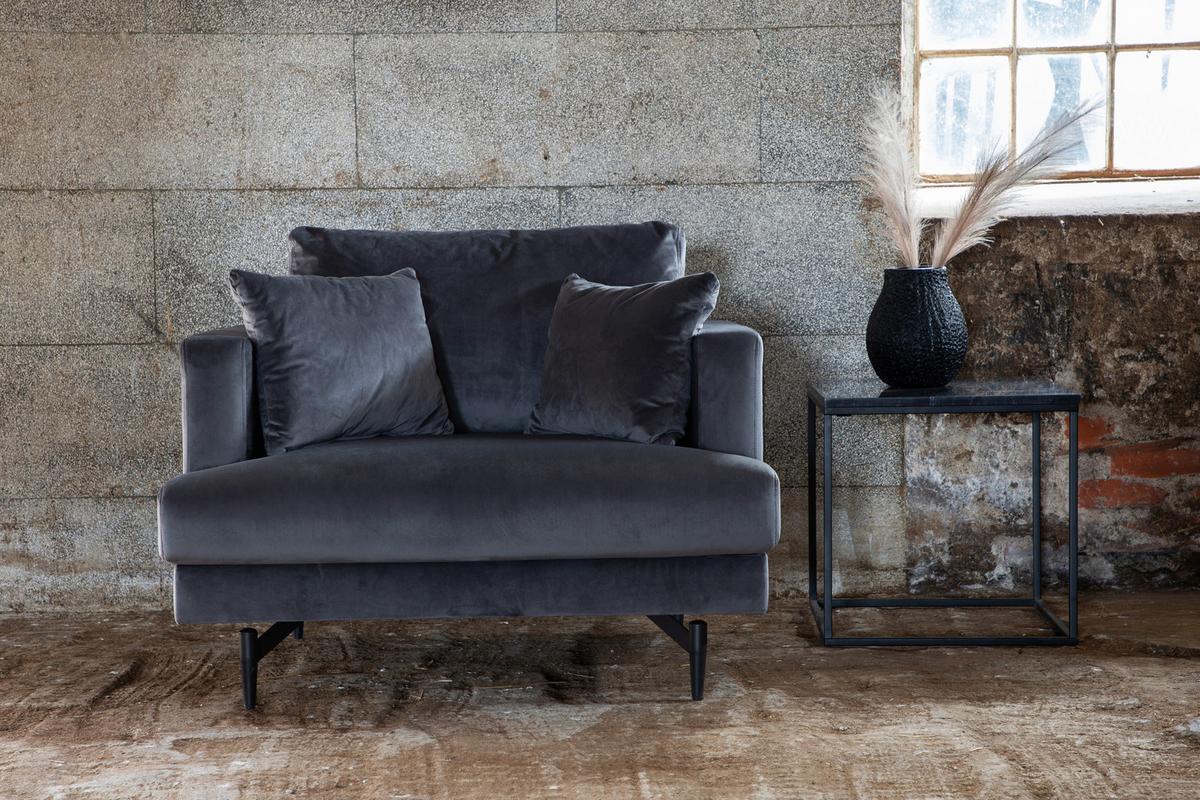 Sessel Sofia - Dunkelgrau, Design, Textil/Metall (104/82/92cm) - Livetastic