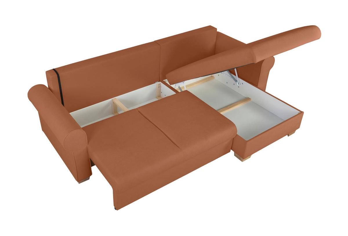 Ecksofa Arles Rostfarben 56 S: 266x161 Cm - Rostfarben/Buchefarben, Design, Textil (266/161cm) - MID.YOU